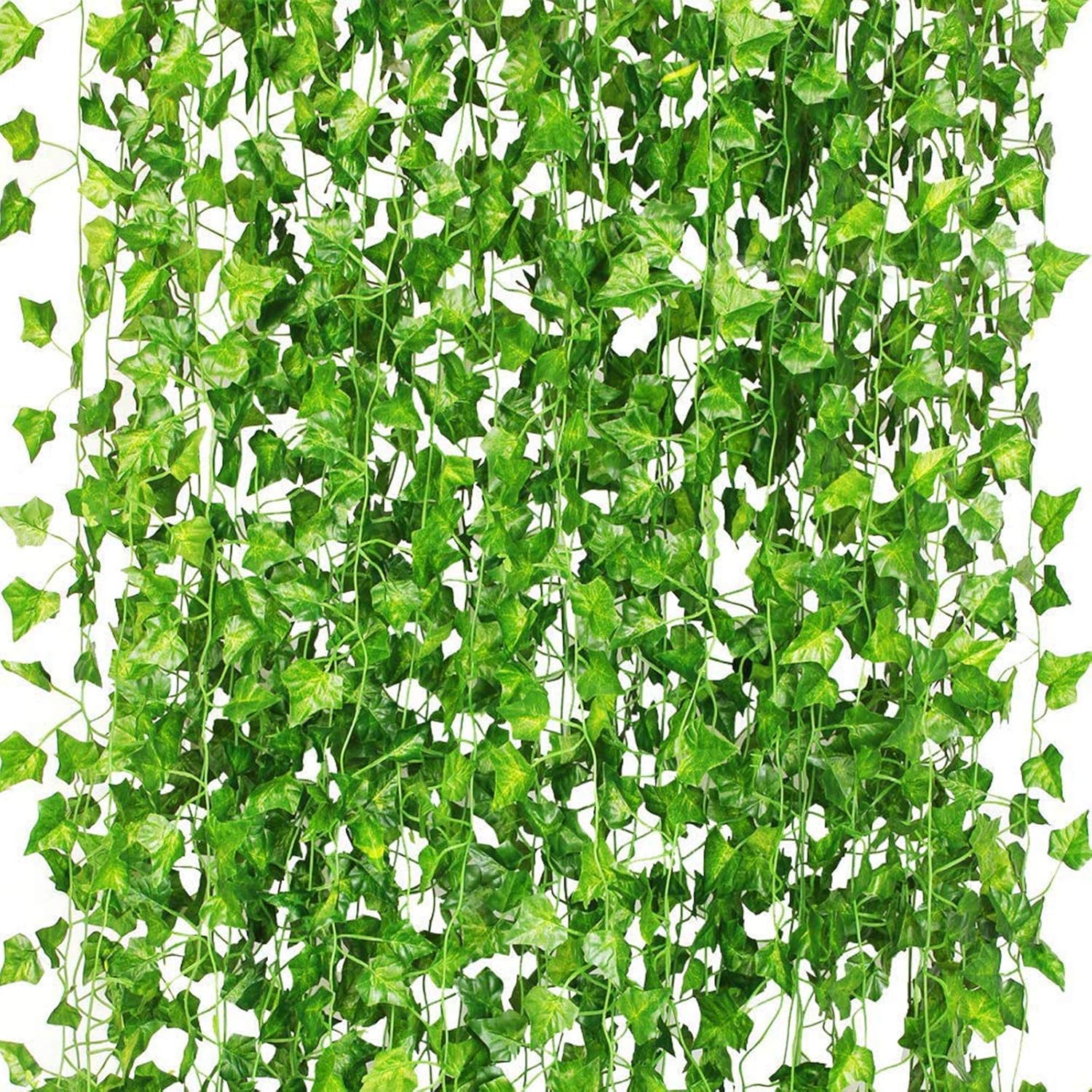 CQURE 48Pcs Artificial Ivy Garland Vines for Room Decor UV Resistant Green Leave...