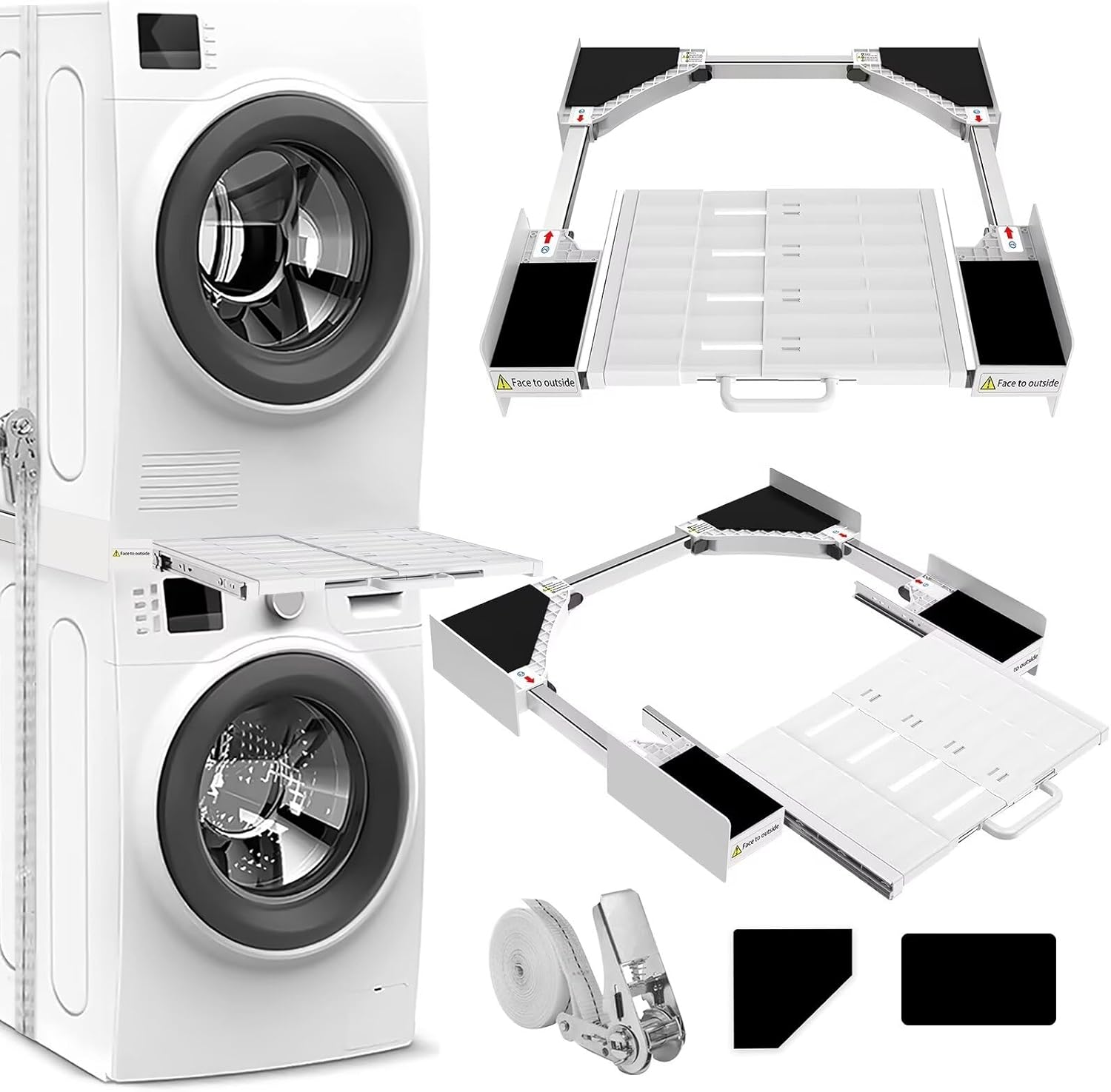 NIUXX Washing Machine Stacking Kits with Shelf, Universal Stacking Kit with Slid...