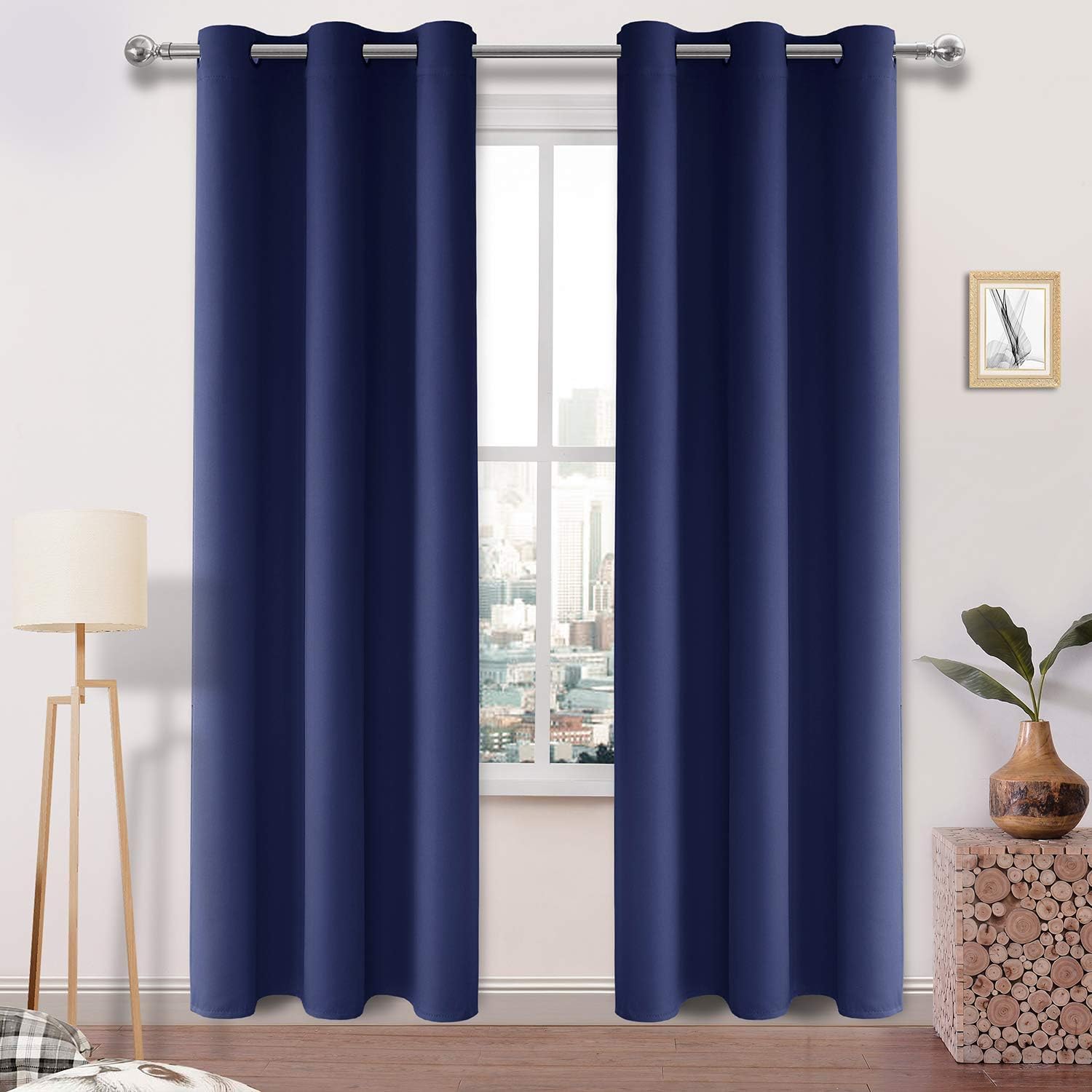 DWCN Curtain Navy Curtains for Living Room Blackout Curtains Eyelet Curtains The...