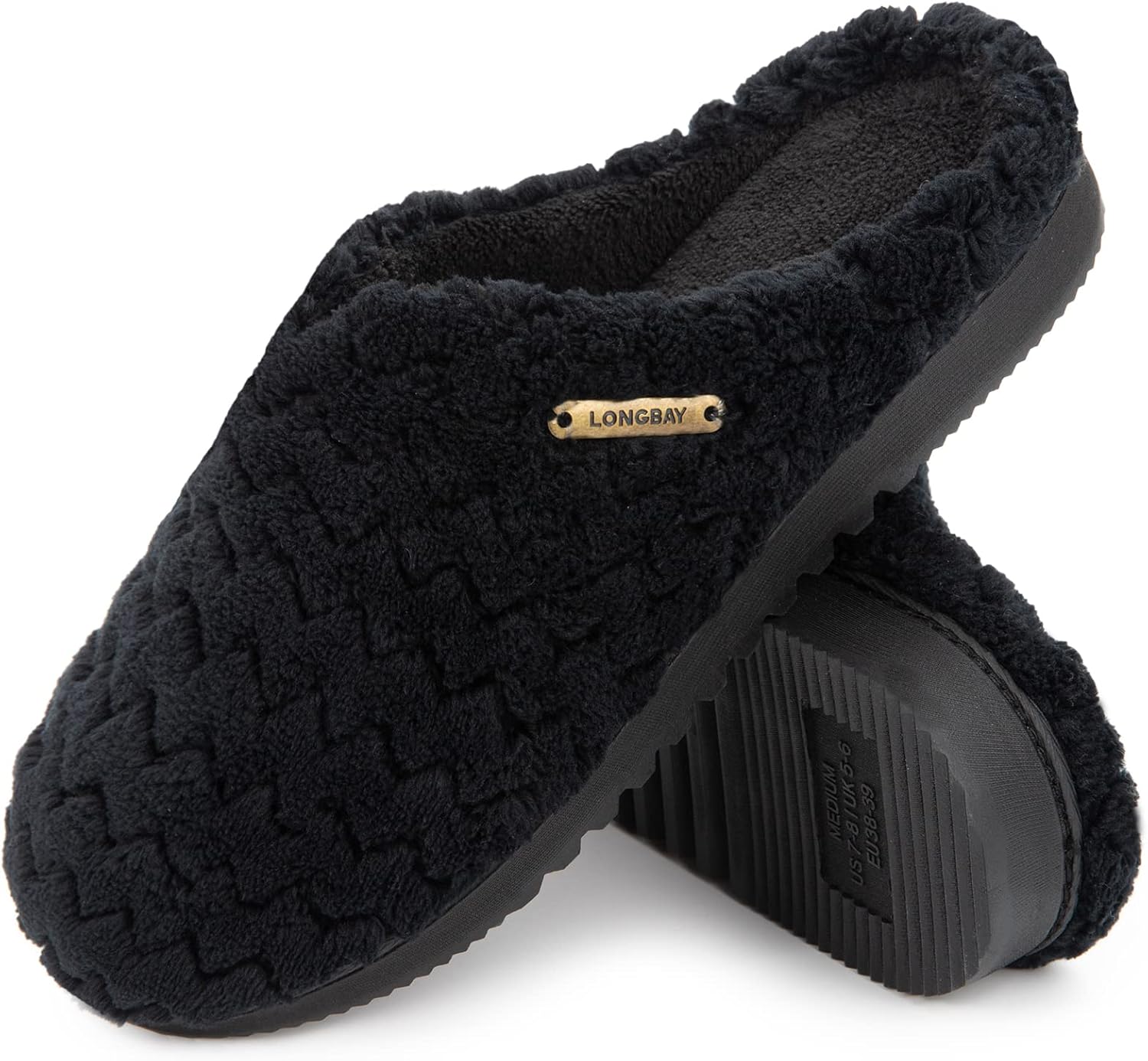 LongBay Women’s Soft Flannel Memory Foam Slippers Slip on House Shoes Indoor Out...