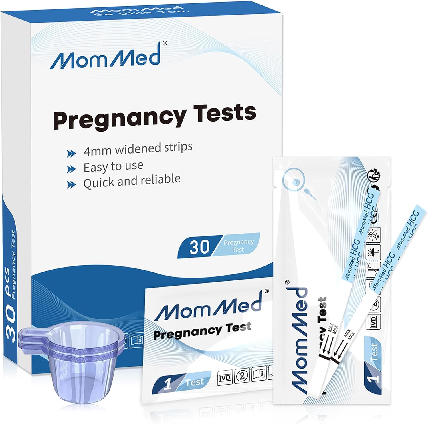 MOMMED Pregnancy Tests(HCG30),Pregnancy Test stripswith 30 Urine Cups for Early...