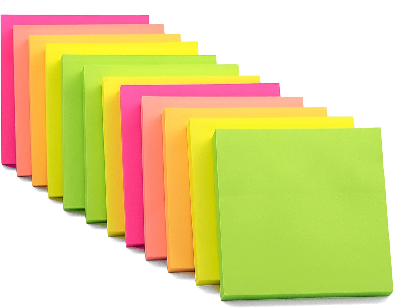 1200 Sticky Notes Bright Colour Square Pads | 12 Pads - 76x76mm (3"x3") | Note T...