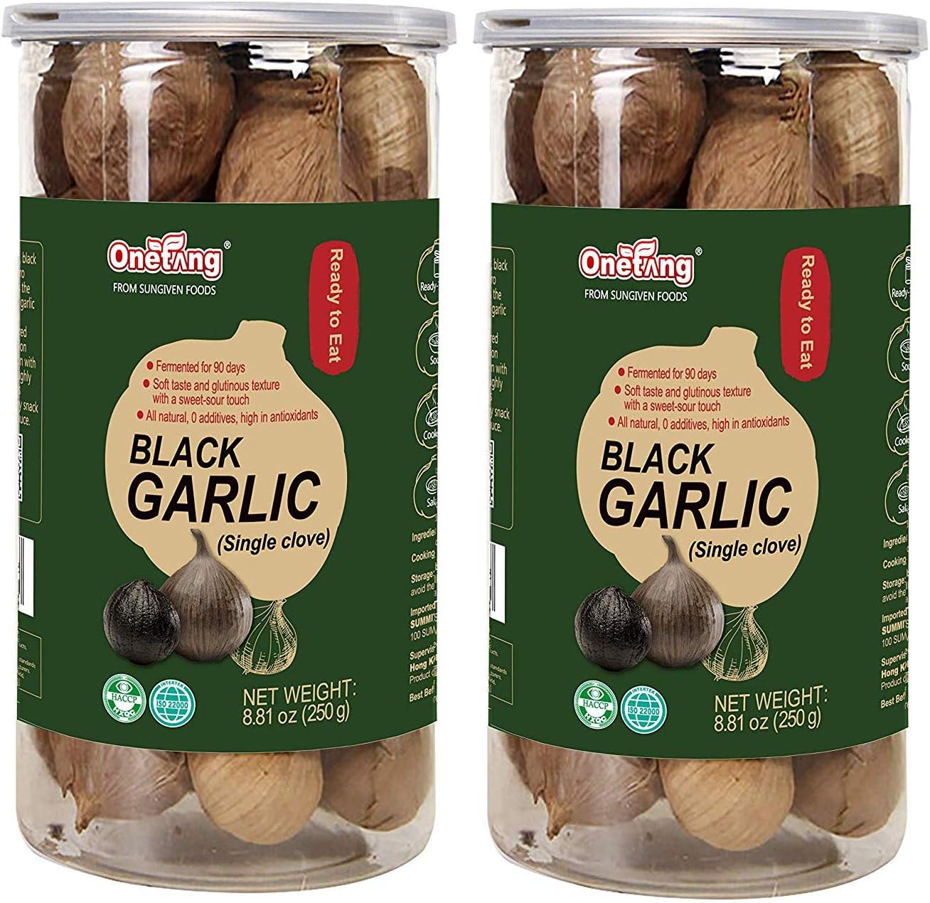 ONETANG Black Garlic 250g Pack of 2, Whole Garlic Fermented for 90 days, 0 addit...