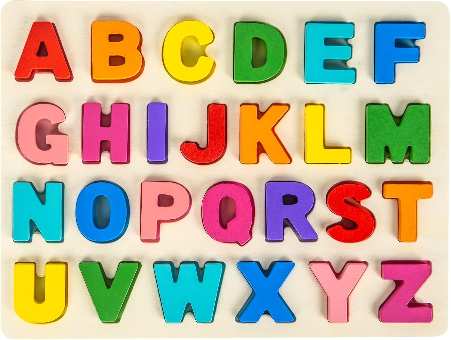 Alphabet Puzzle Wooden Puzzles for Toddlers 3 4 5 Year Old, ABC Puzzle Shape Alp...