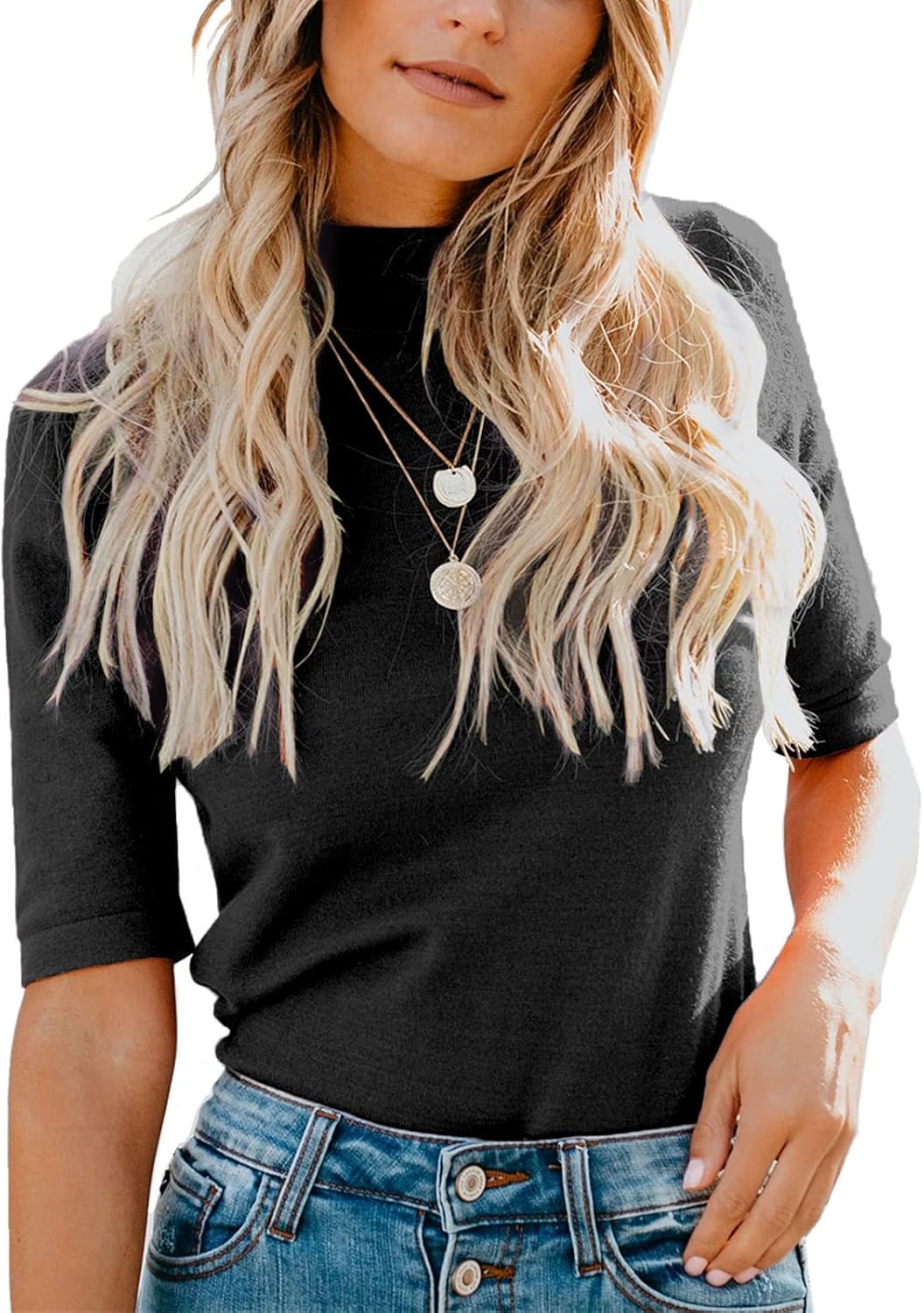 LIYOHON Womens Tops Dressy Casual Cute Tops Mock Turtleneck Business T Shirts Ou...