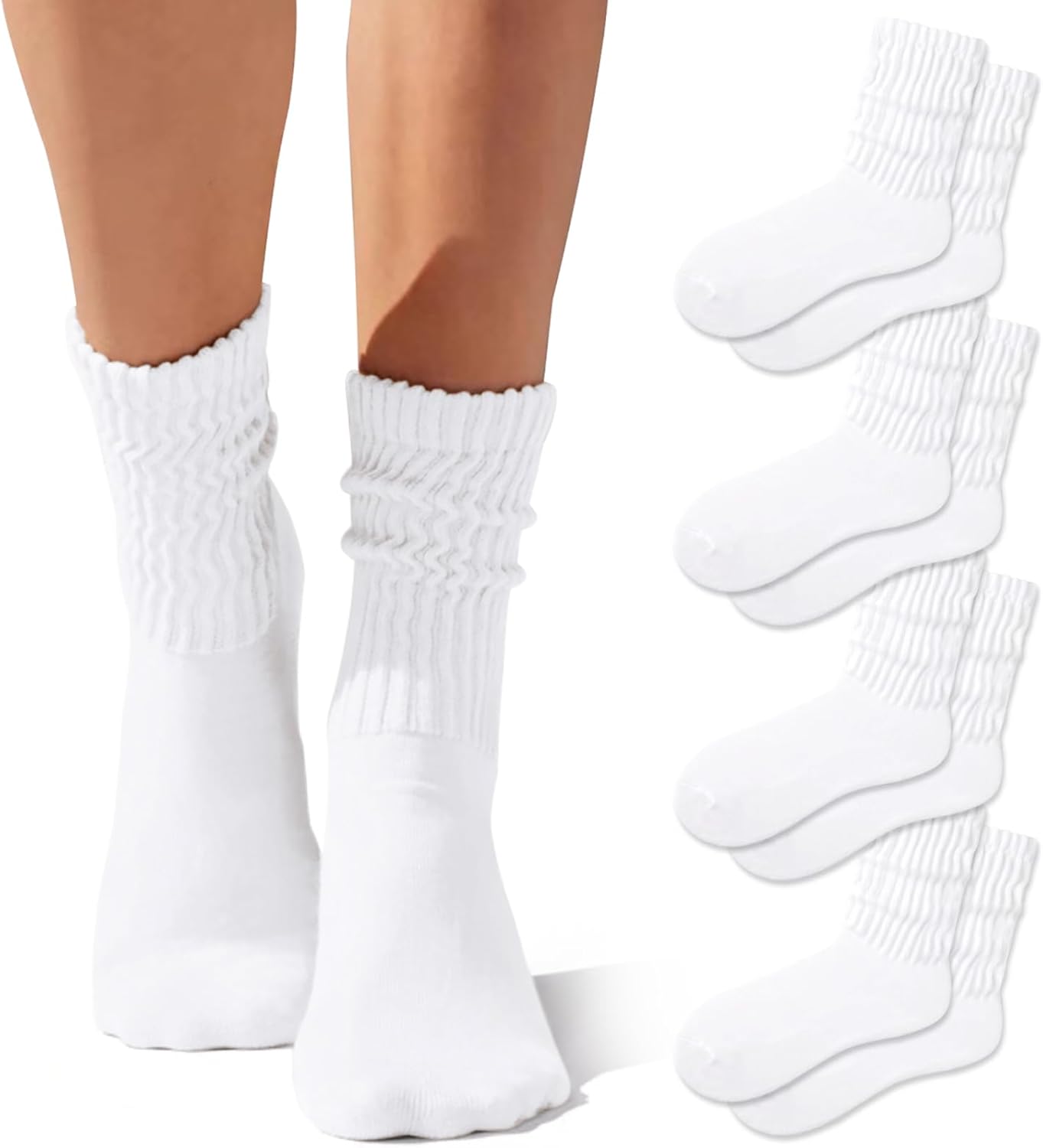 Crew Socks For Women Multipairs Cotton Cushioned Athletic Socks Retro Slouch Soc...