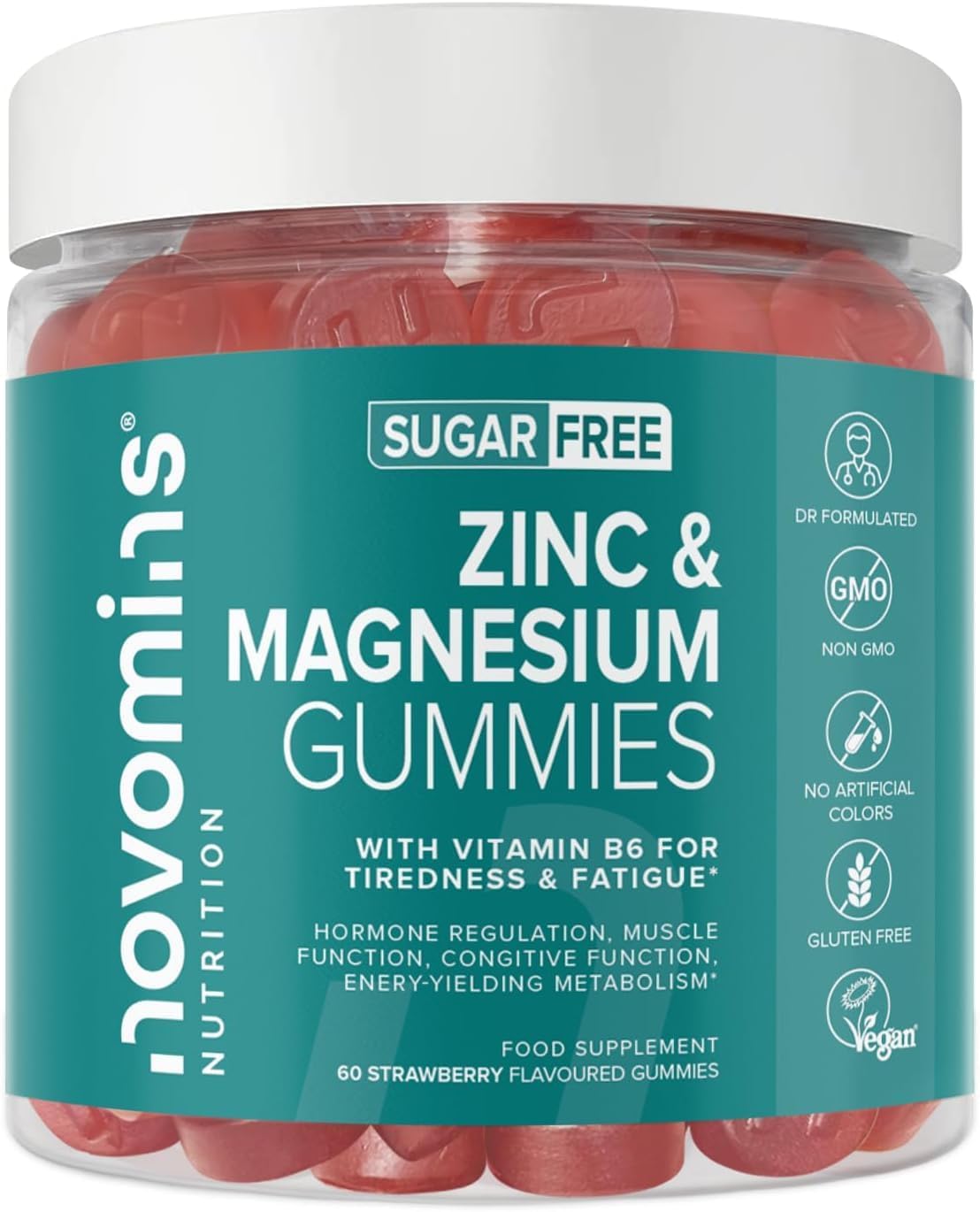 Novomins Zinc & Magnesium Gummies -Sugar Free – Support Muscle & Bone Health, En...