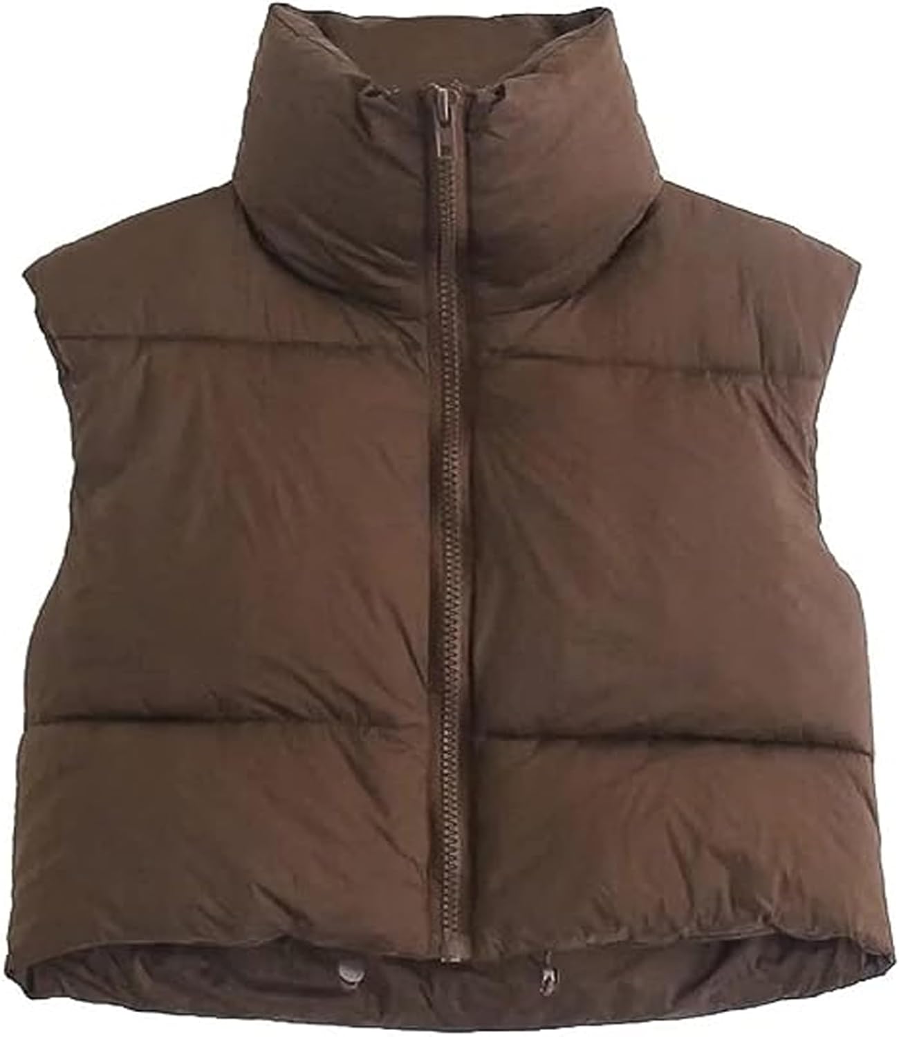 Shiyifa Women's Fashion High Neck Zipper Cropped Puffer Vest Jacket Coat Medium...
