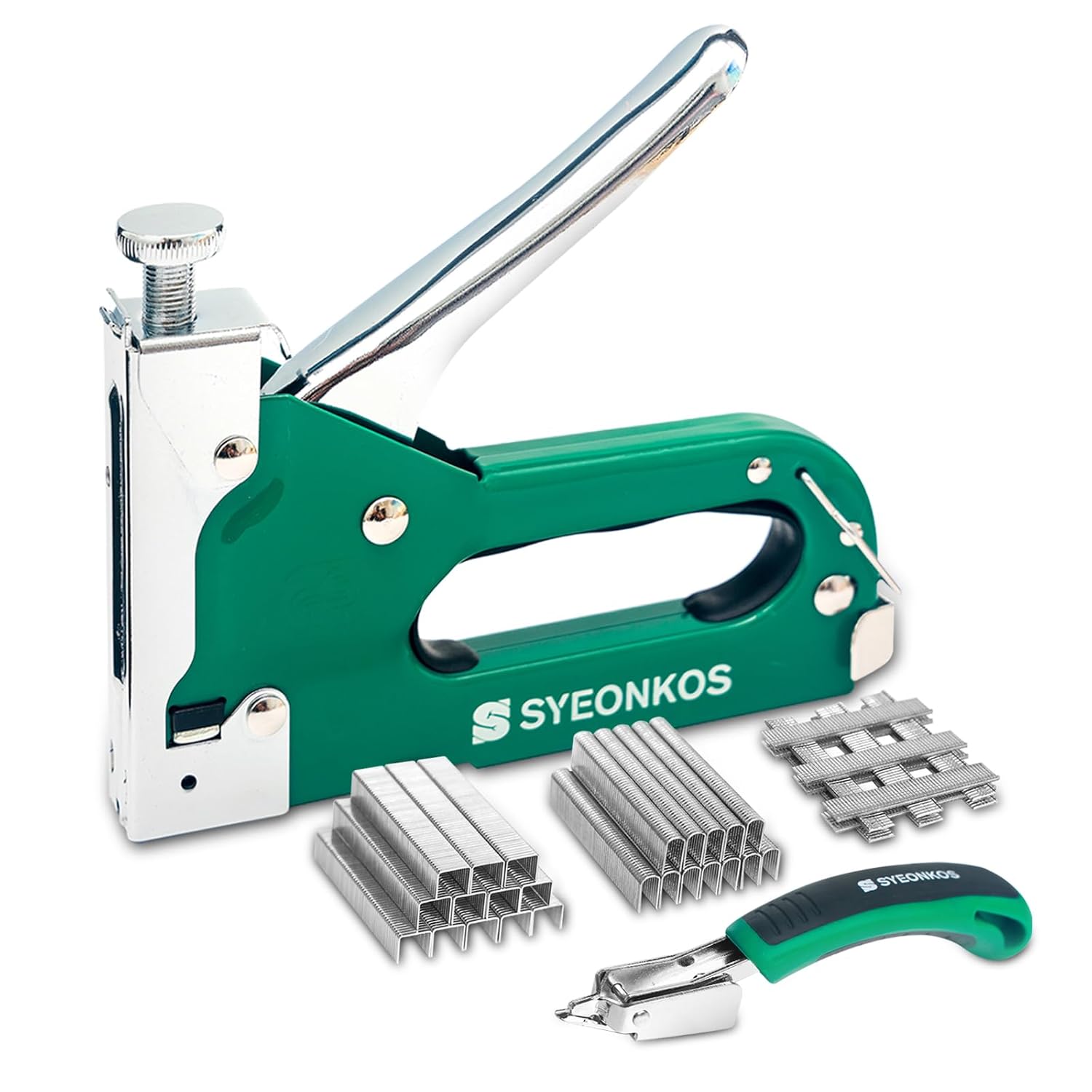 SYEONKOS Staple Gun, 3 in 1 Staple Gun Heavy Duty for Wood, with 3000 Staples, S...