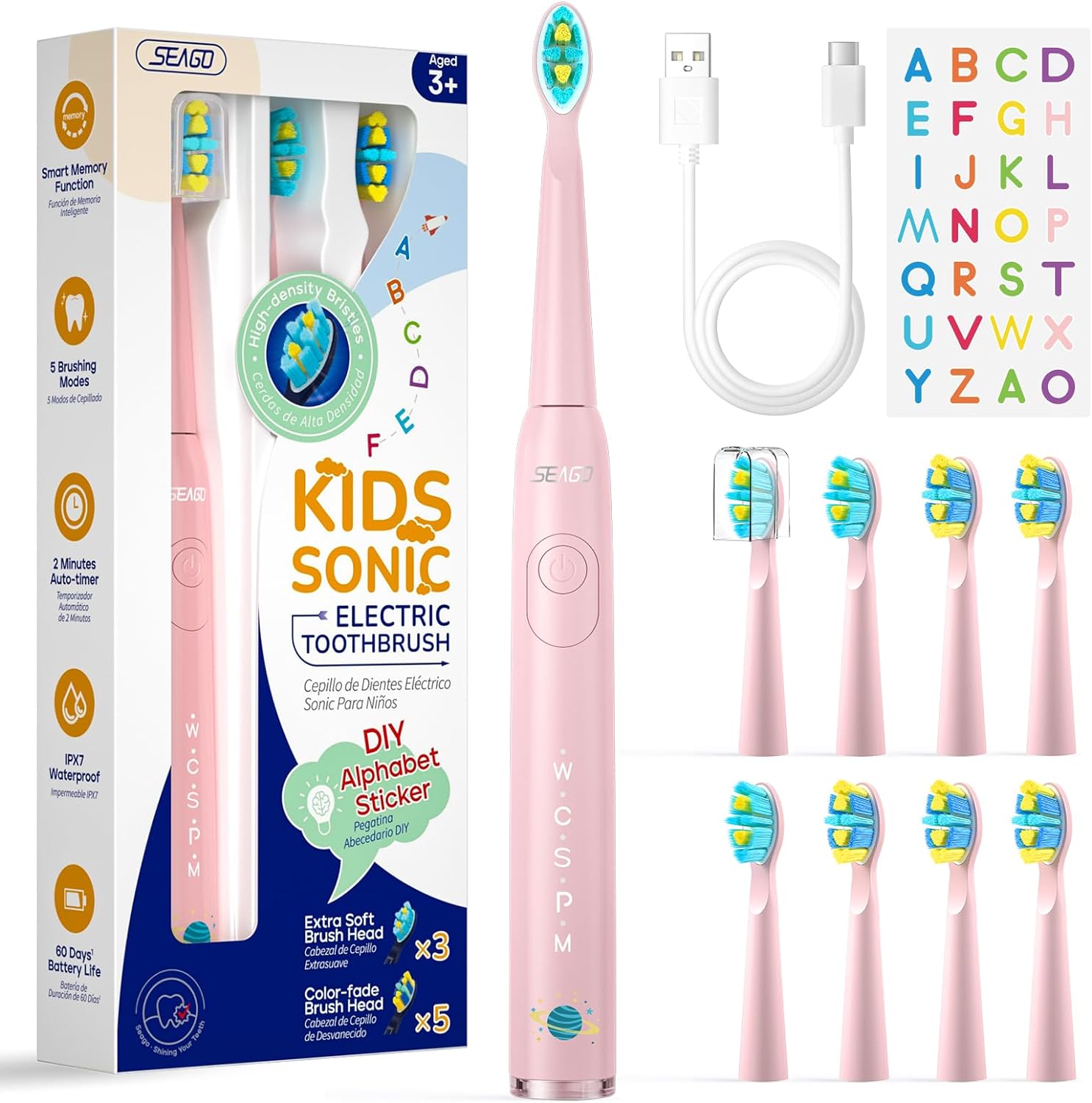 Seago Kids Electric Toothbrush Rechargeable, Children's Power Toothbrushes with...