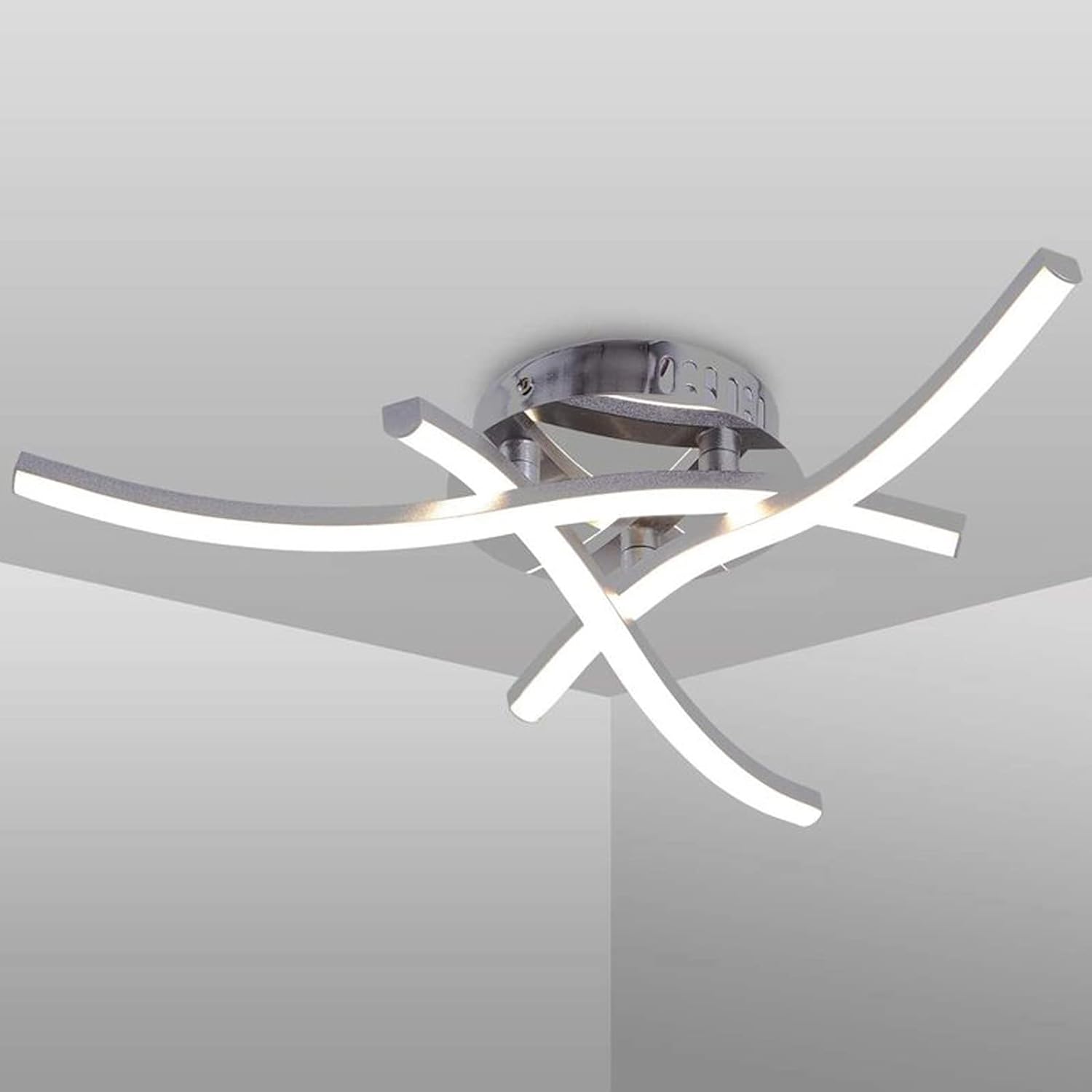 LED Ceiling Light, Elegant Curved Design,3 Built-in LED Boards,21W Cool White Li...