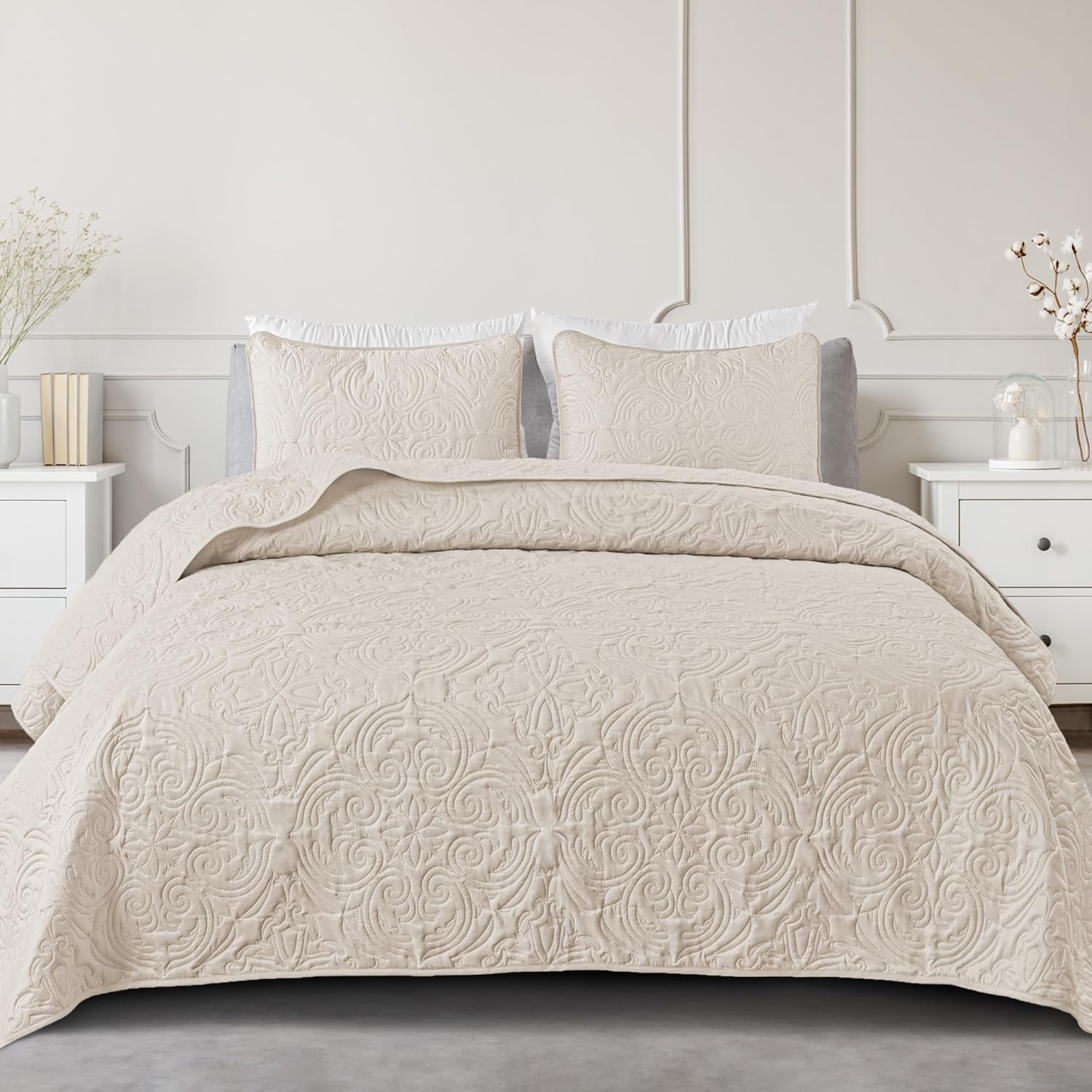Exclusivo Mezcla Quilt Set Full Queen Size, Lightweight Vintage Quilts with 2 Pi...