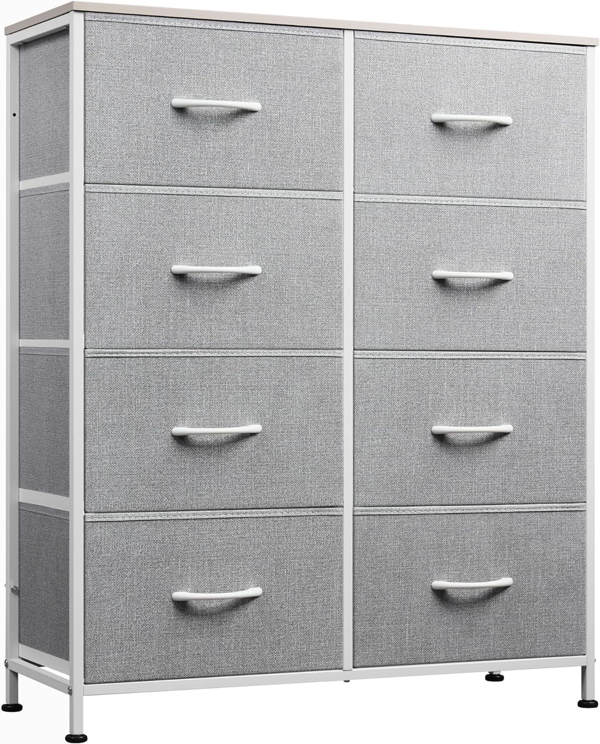 WLIVE Chest of Drawers, 8 Fabric Drawers Cabinet with Easy Pull Handle, Wood Top...