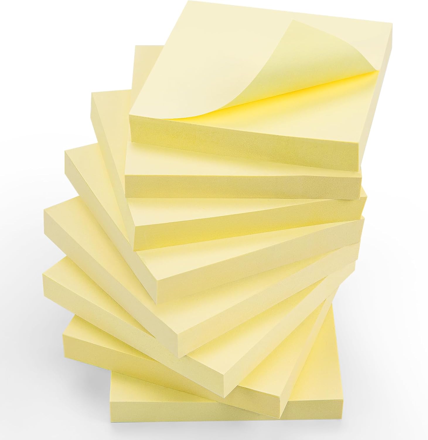 OWLKELA 800pcs Yellow Sticky Notes, 75 x 75mm, 8 Pads of 100 Sheets Self-Stick N...