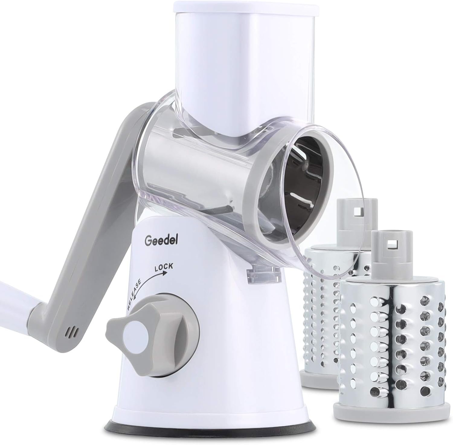 Rotary Cheese Grater, Vegetable Slicer with Three Drum Blades, Grater for Kitche...