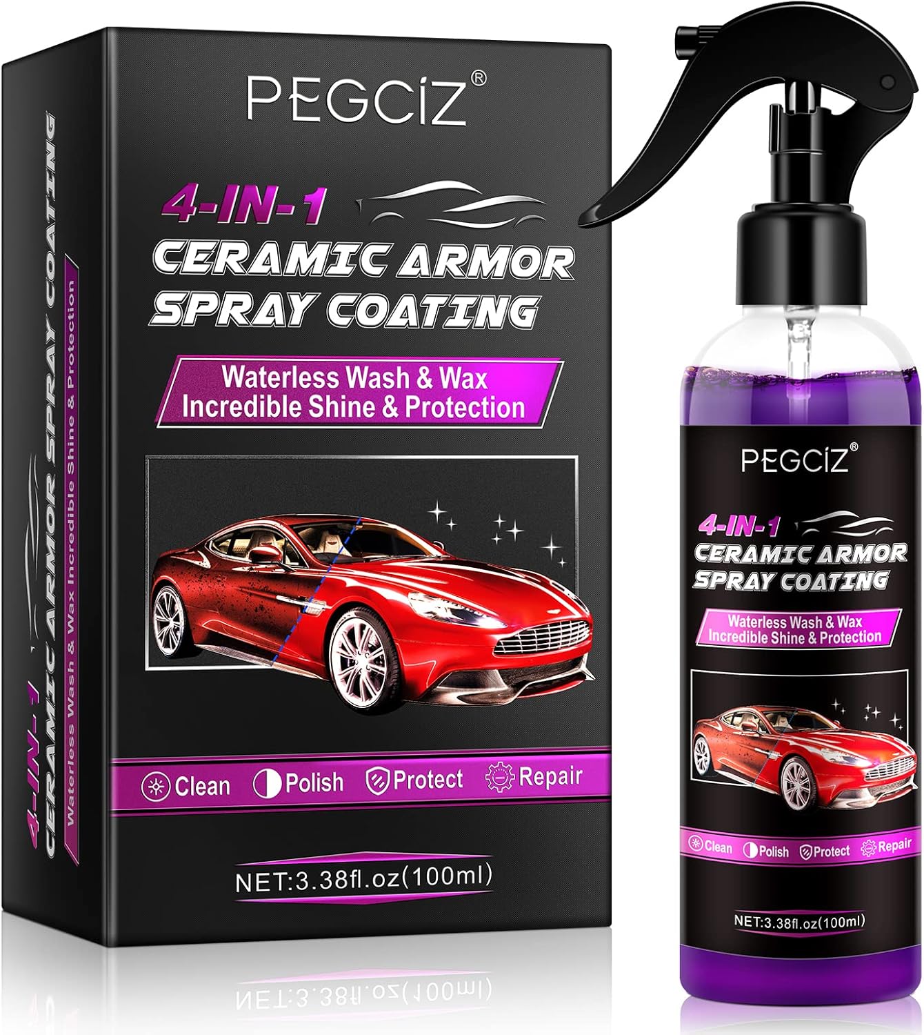 Premium Wax Spray Ceramic Spray Coating Waterless Car Wash Cleaner 4 IN 1 Car Na...