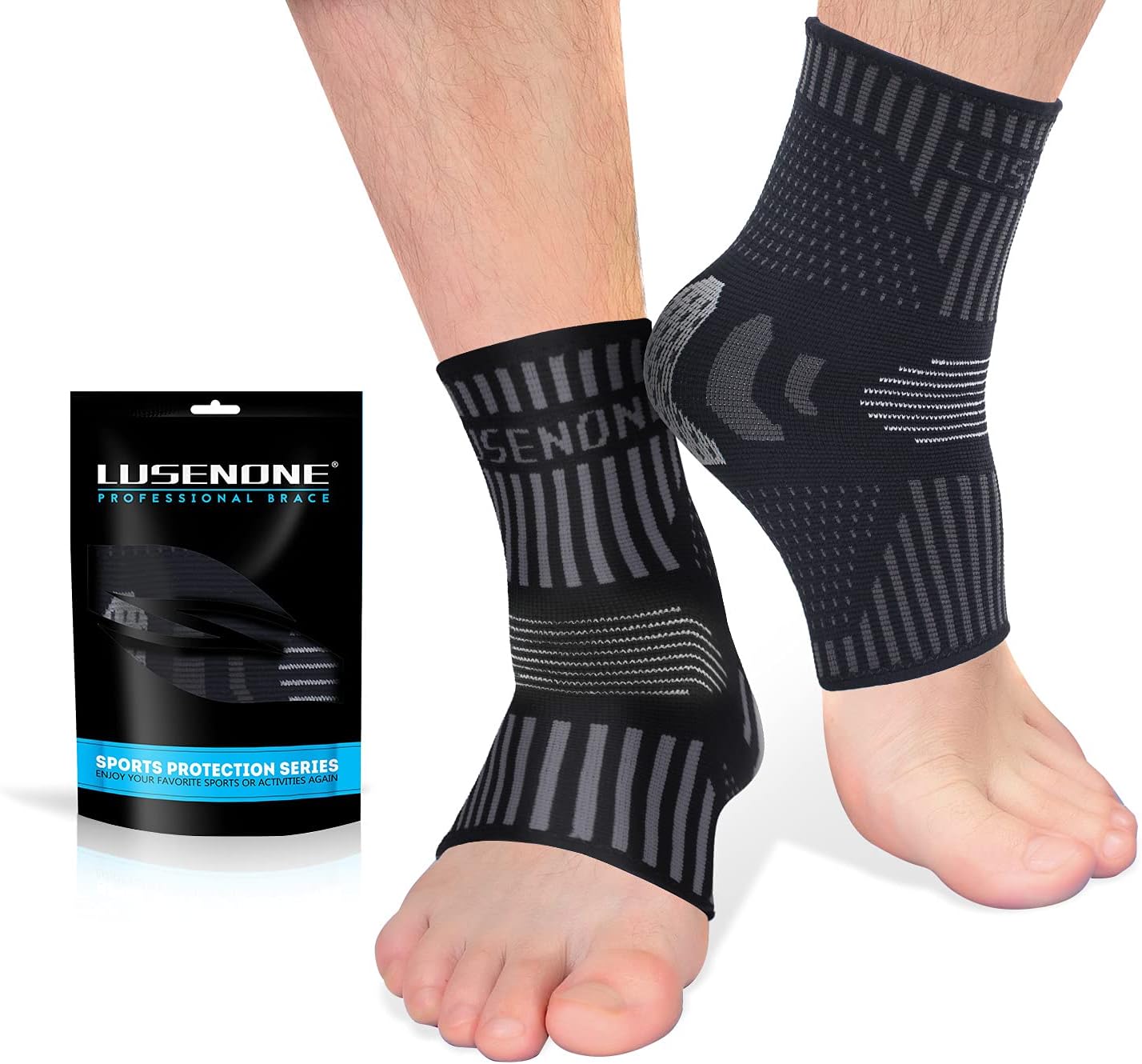 Professional Ankle Support Brace 2 Pack, Breathable Plantar Fasciitis Socks, Ant...