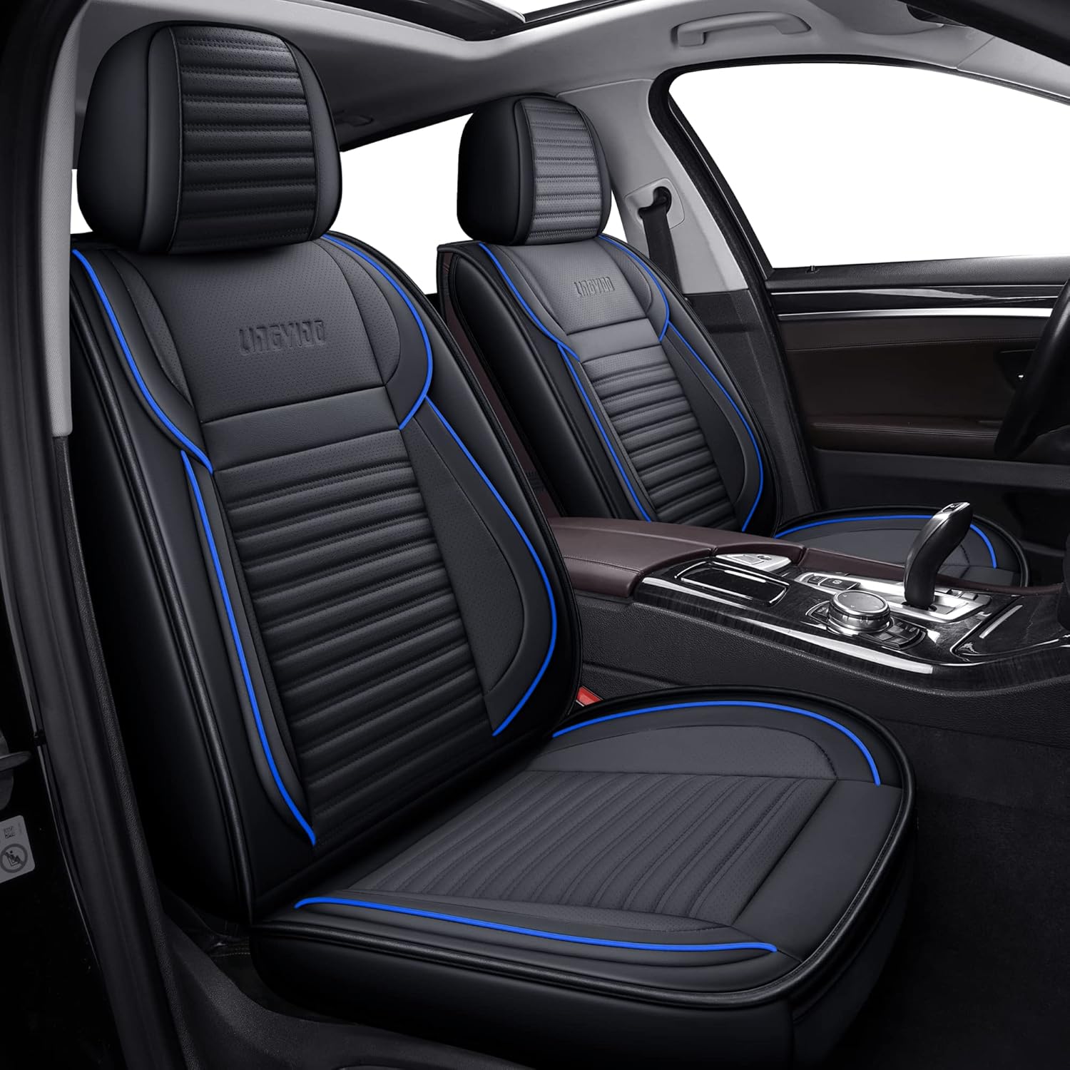 LINGVIDO Leather Car Seat Covers - Breathable, Waterproof with Anti-Slip Full Ba...