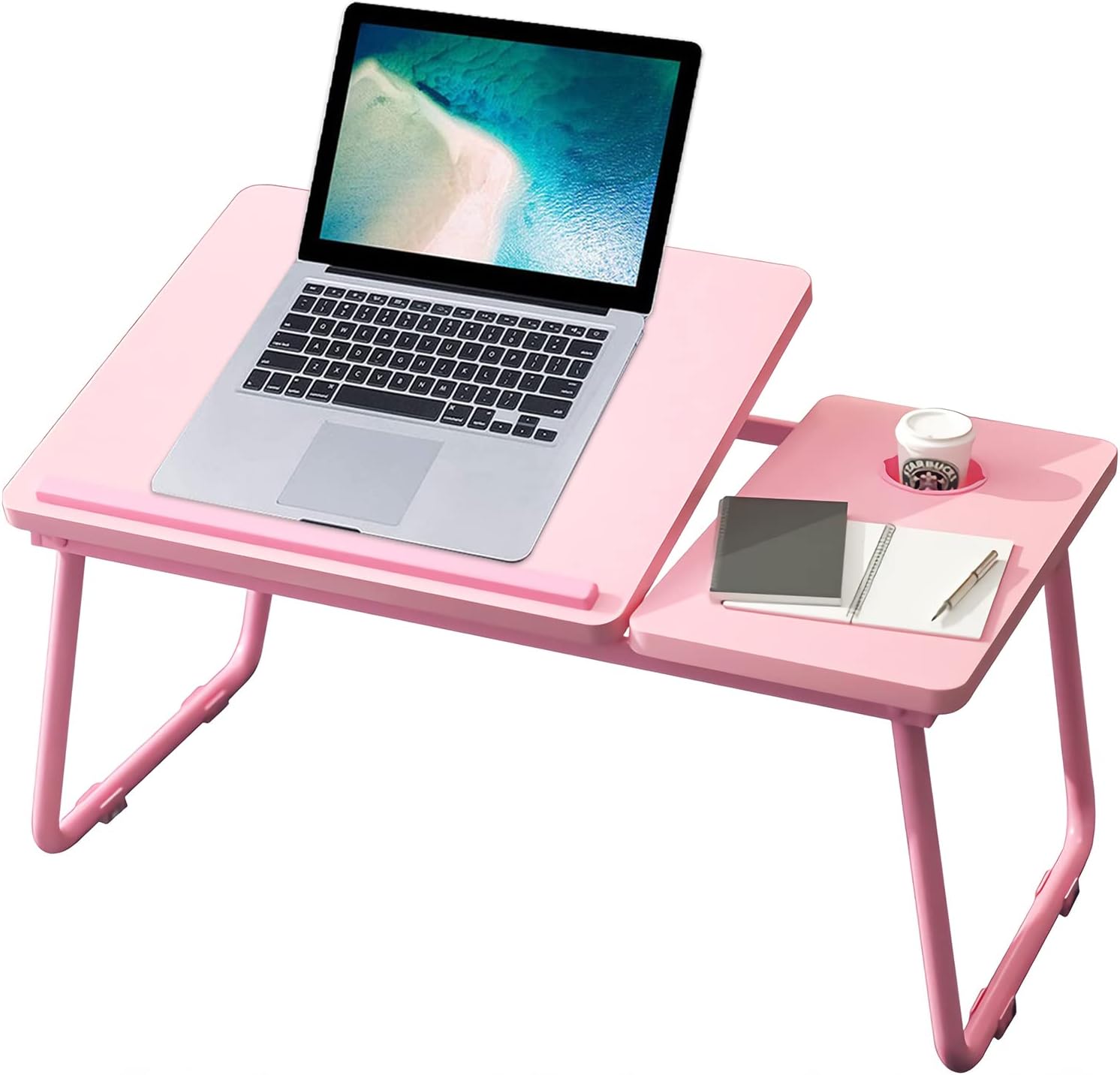 Laptop Desk, Laptop Bed Table with Foldable Legs & Cup Slot, Reading Holder Note...