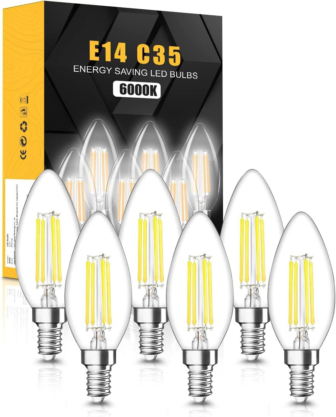 tuare E14 LED Light Bulb, 4W 400 Lumens E14 LED Light Bulb Cool White 6000K, 40W...