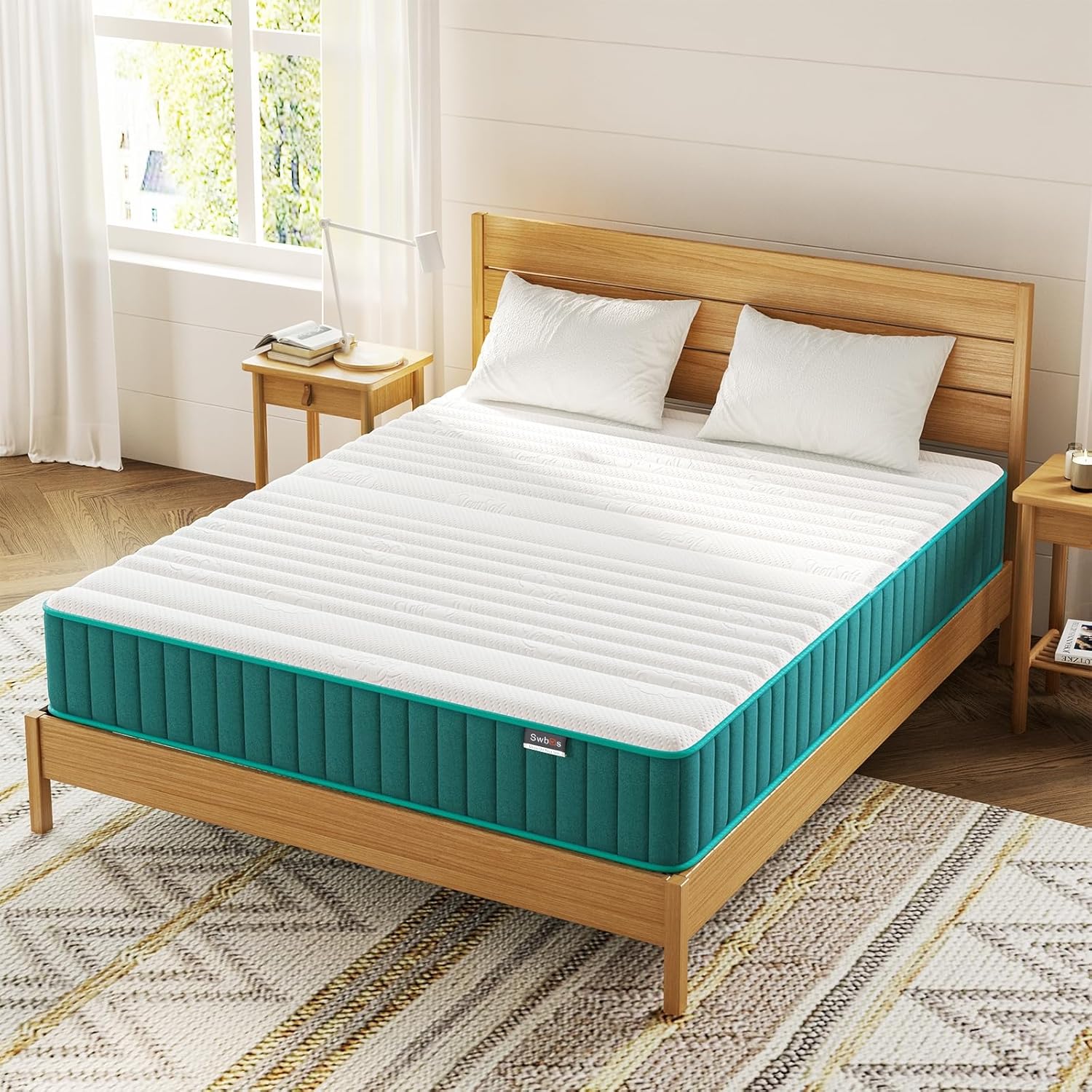 Firm Queen Mattress, 10 Inch Cooling-Gel Memory Foam & Pocket Spring Hybrid Matt...