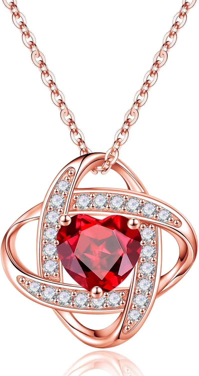 Iefil Valentines Day Gifts for Her - 925 Sterling Silver Love Knot Birthstone Ne...