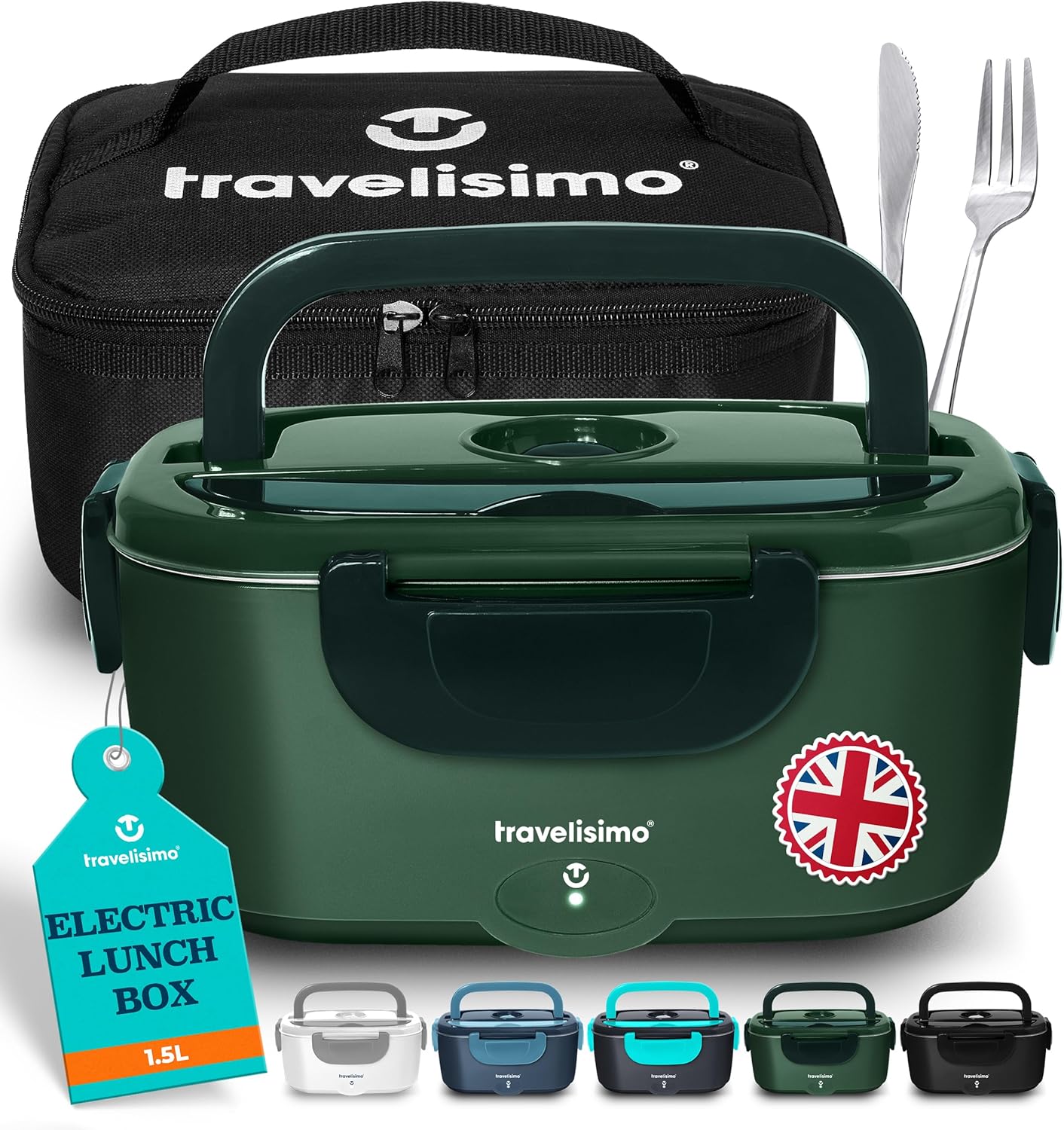 TRAVELISIMO Electric Lunch Box Food Heater 80W Heated Lunch Box 1.5L Food Warmer...
