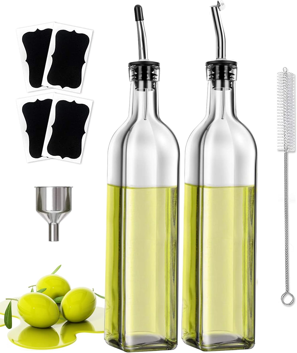 Oil Dispenser Olive Oil Bottle Drizzler Vinegar Bottle 500ML/17OZ, Lead-Free Gla...