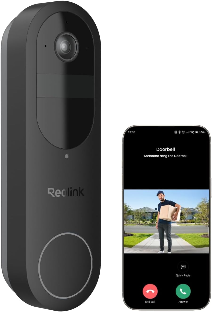 REOLINK Wireless 2K Battery Video Doorbell Camera, 150°x150° Head-to-Toe View, 2...