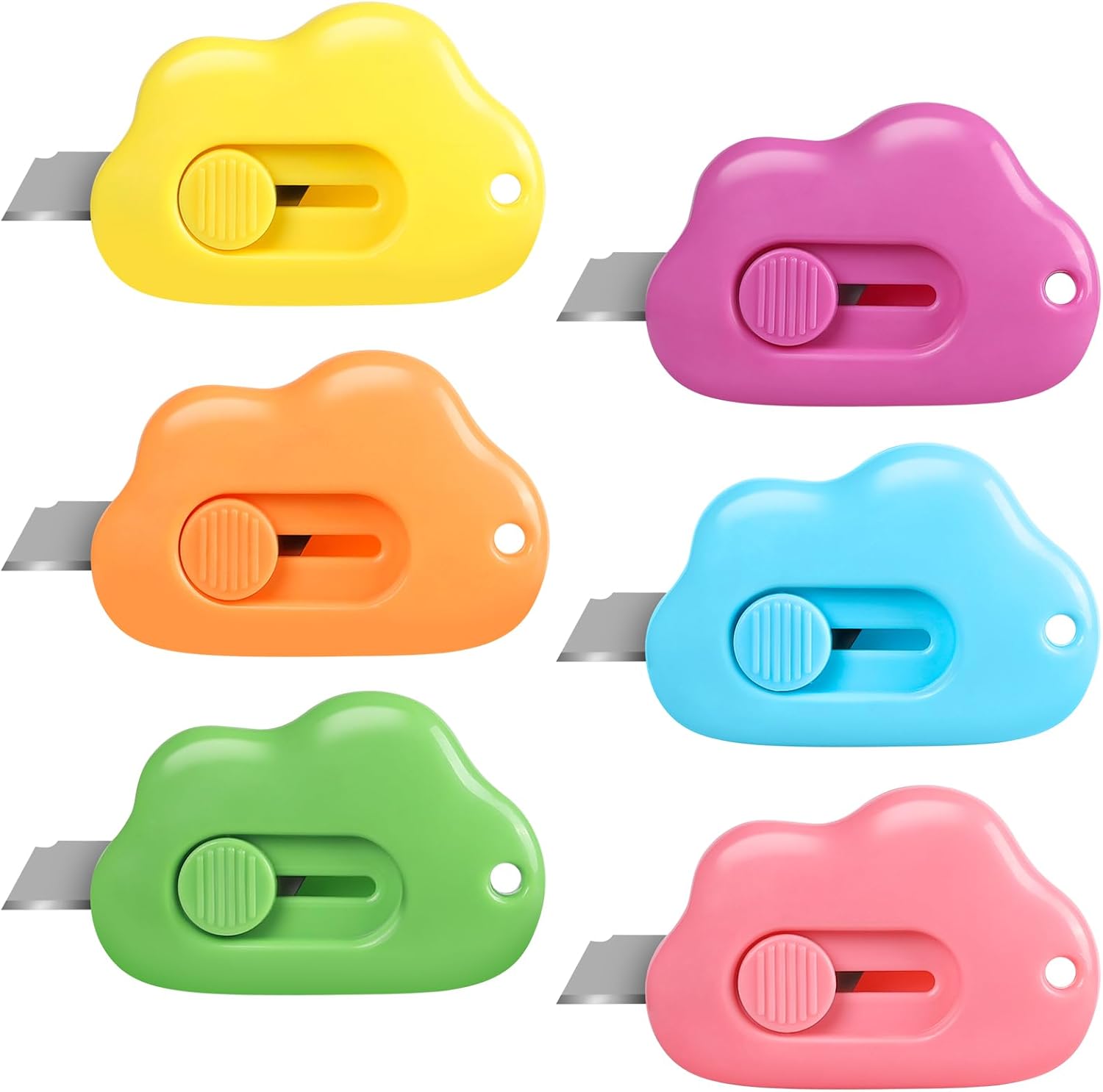 Cloud Box Cutter Retractable, 6Pcs Mini Utility Knife Letter Opener Envelope Sli...