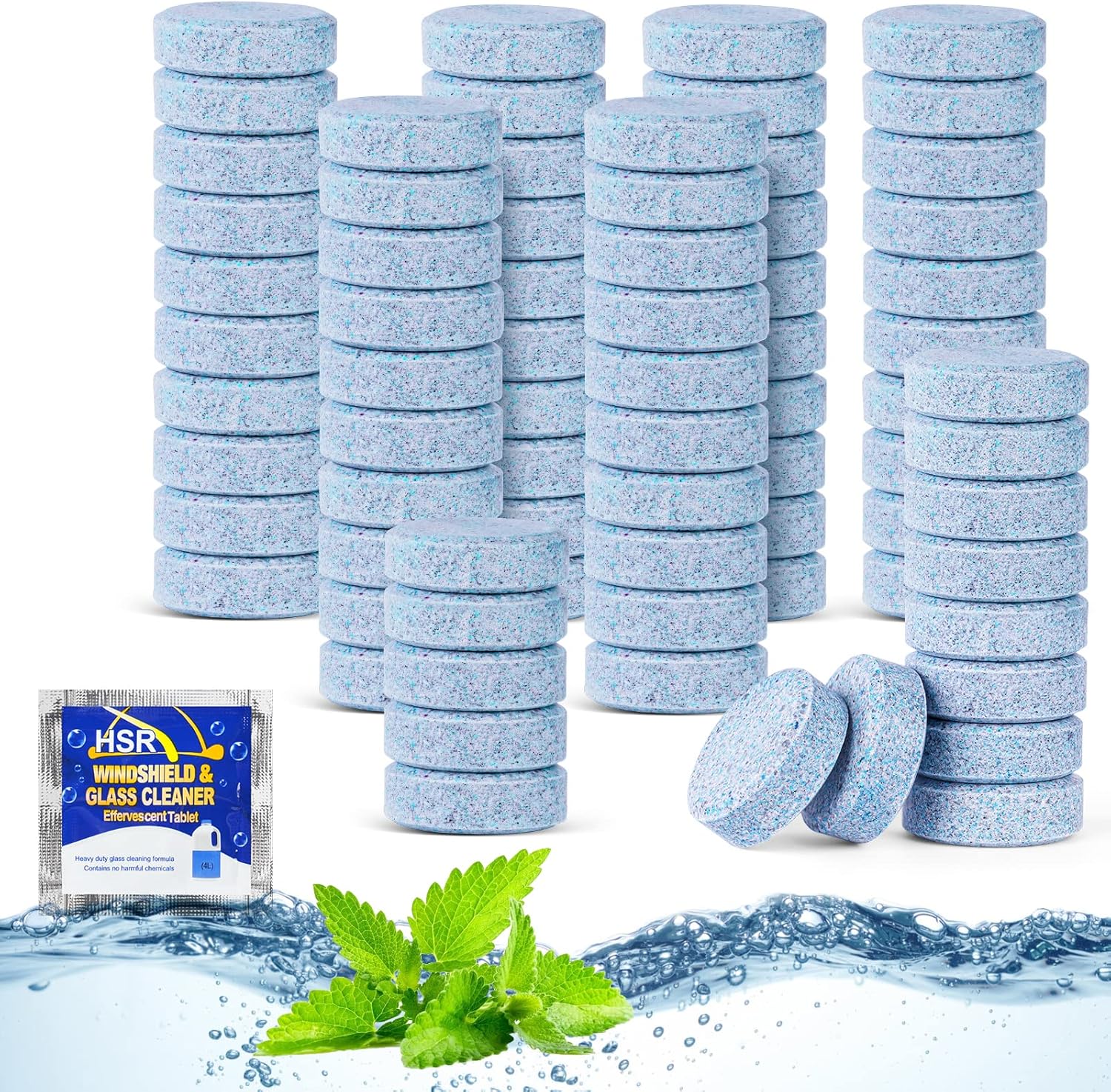URAQT Screenwash Tablets, 75 Pieces Windscreen Washer Tablets, Car Windscreen Wa...