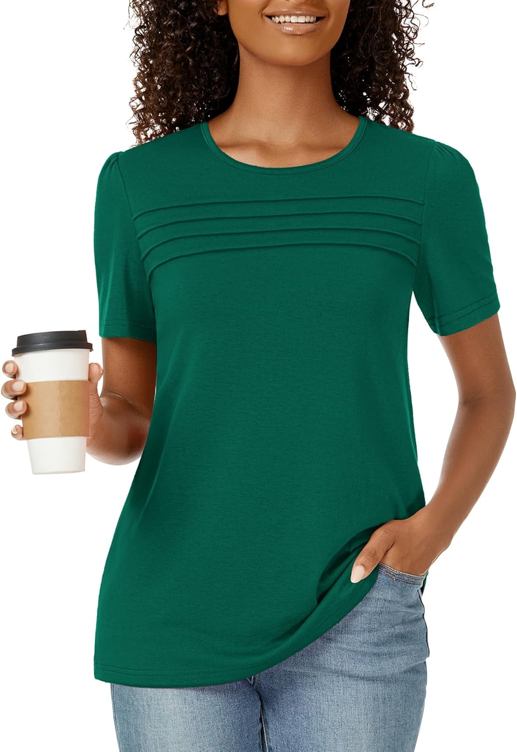 Funlingo Womens Tops Short Sleeve T Shirts 2025 Trendy Dressy Casual Summer Crew...