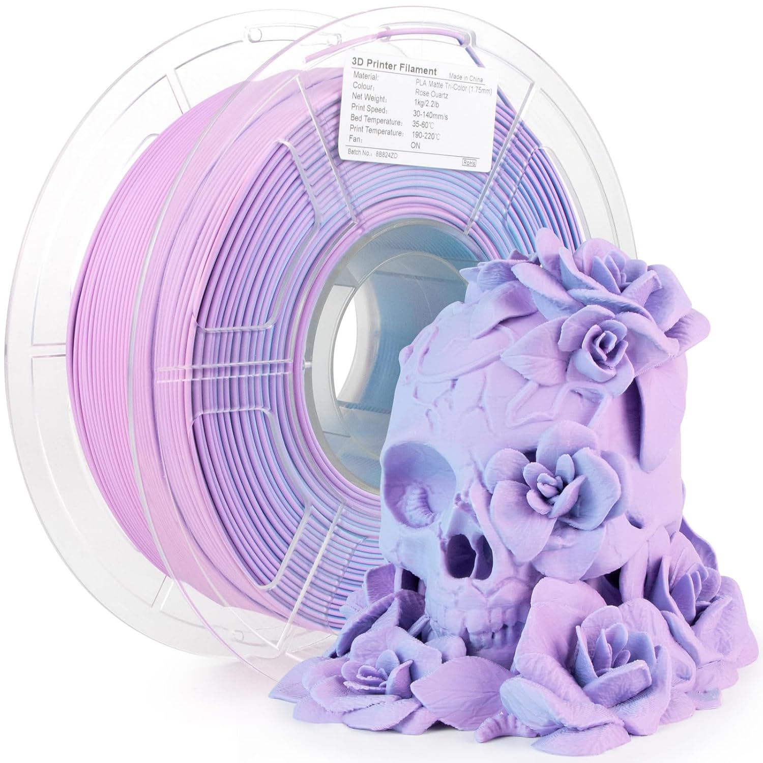 iSANMATE PLA+ Matte Tri-Colors Filament 1.75mm, 3-in-1 Color Rainbow Filament, C...
