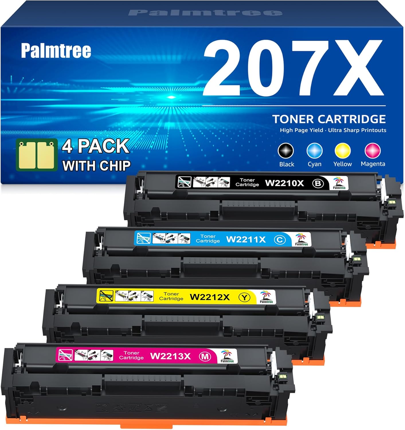 Palmtree 207X With Chip Compatible for HP 207X 207A Toner Cartridges Multipack f...