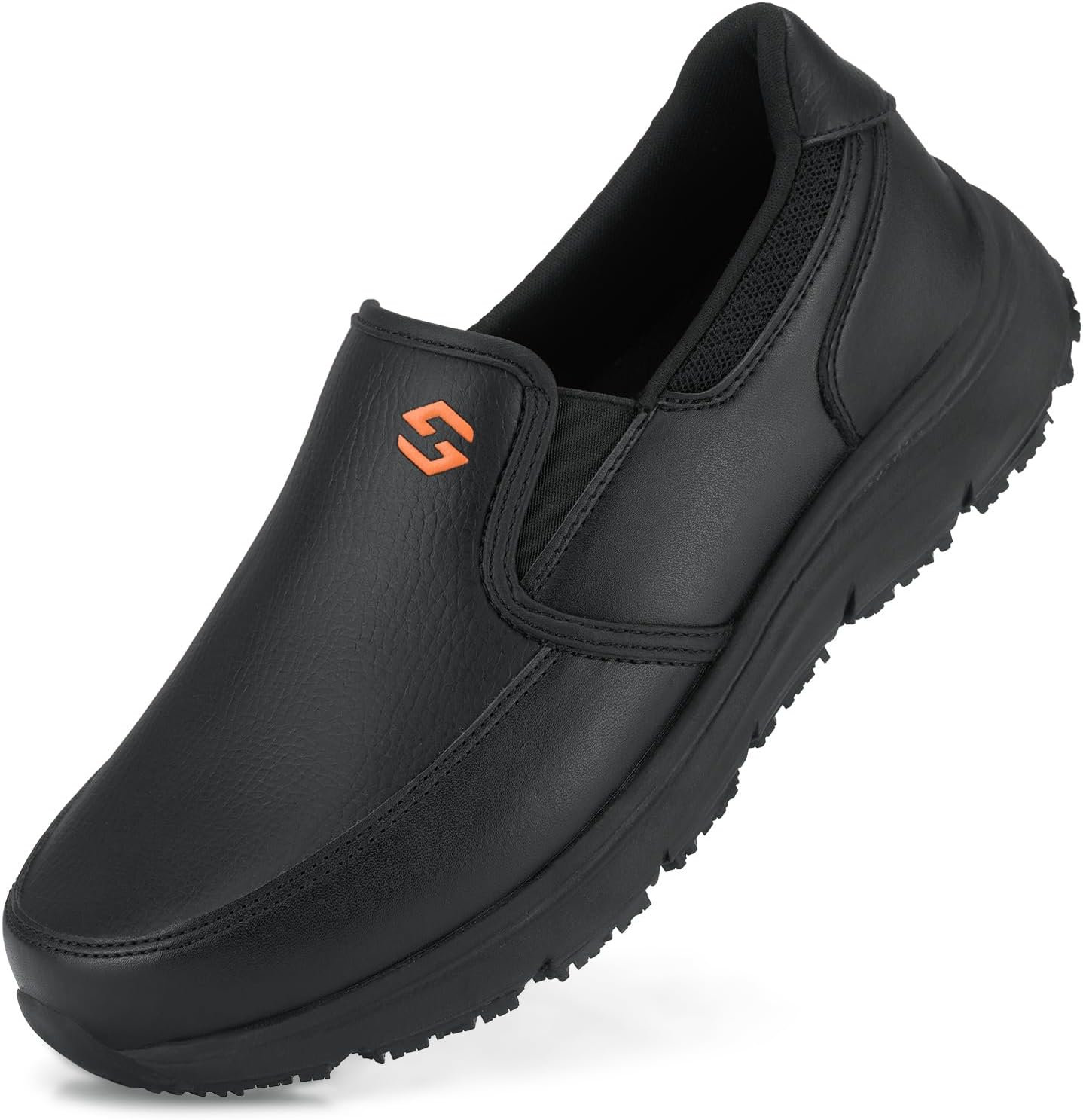 HISEA Men's Leather Non Slip Food Service Shoes, Water & Oil Resistant, Comforta...