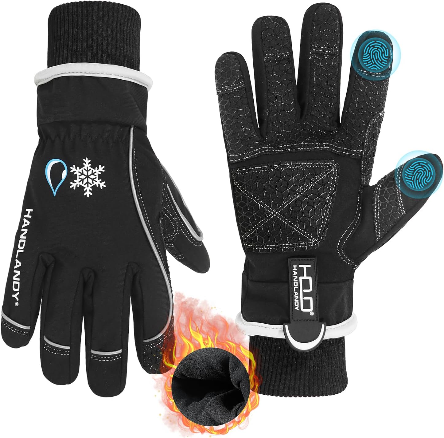 HANDLANDY Waterproof Insulated Work Gloves,Thermal Winter Gloves for Men Women T...