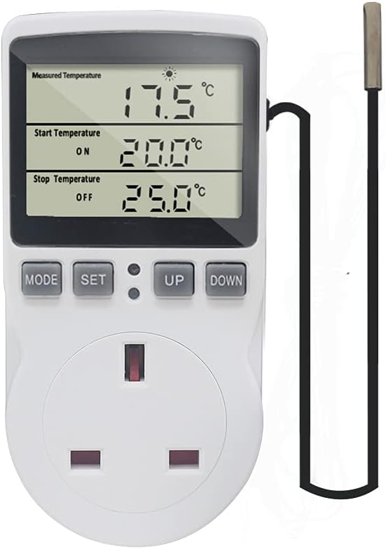 KETOTEK Digital Thermostat Plug Socket Temperature Controller 220V with Sensor P...