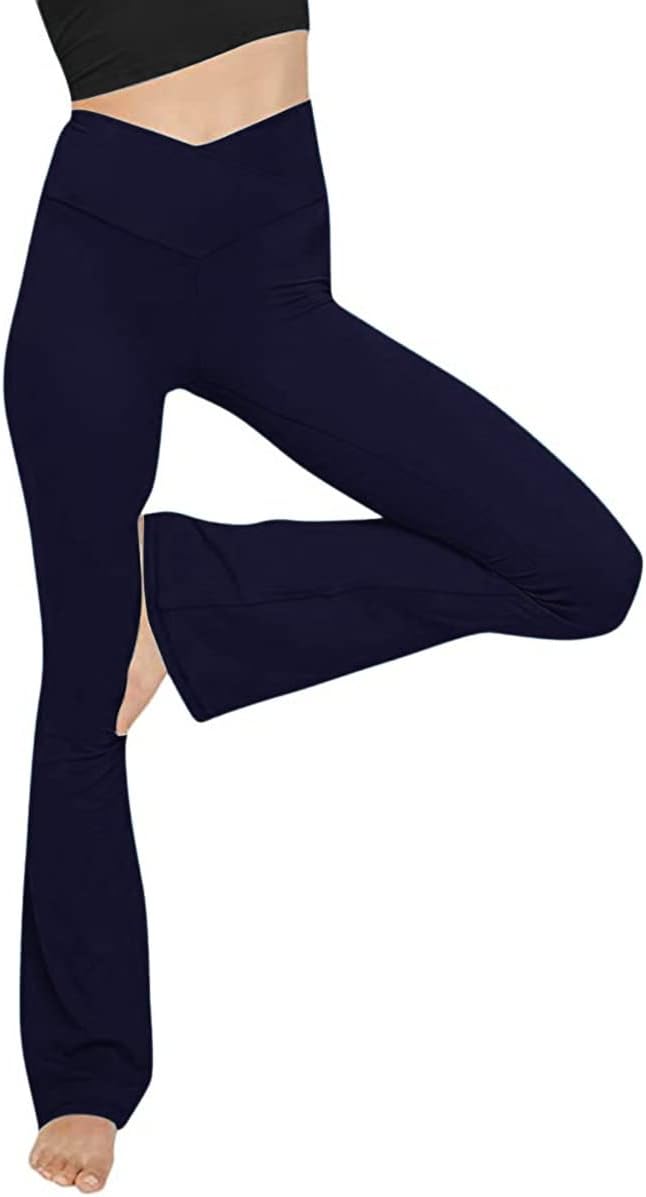 TOPYOGAS Women's Casual Bootleg Yoga Pants V Crossover High Waisted Flare Workou...