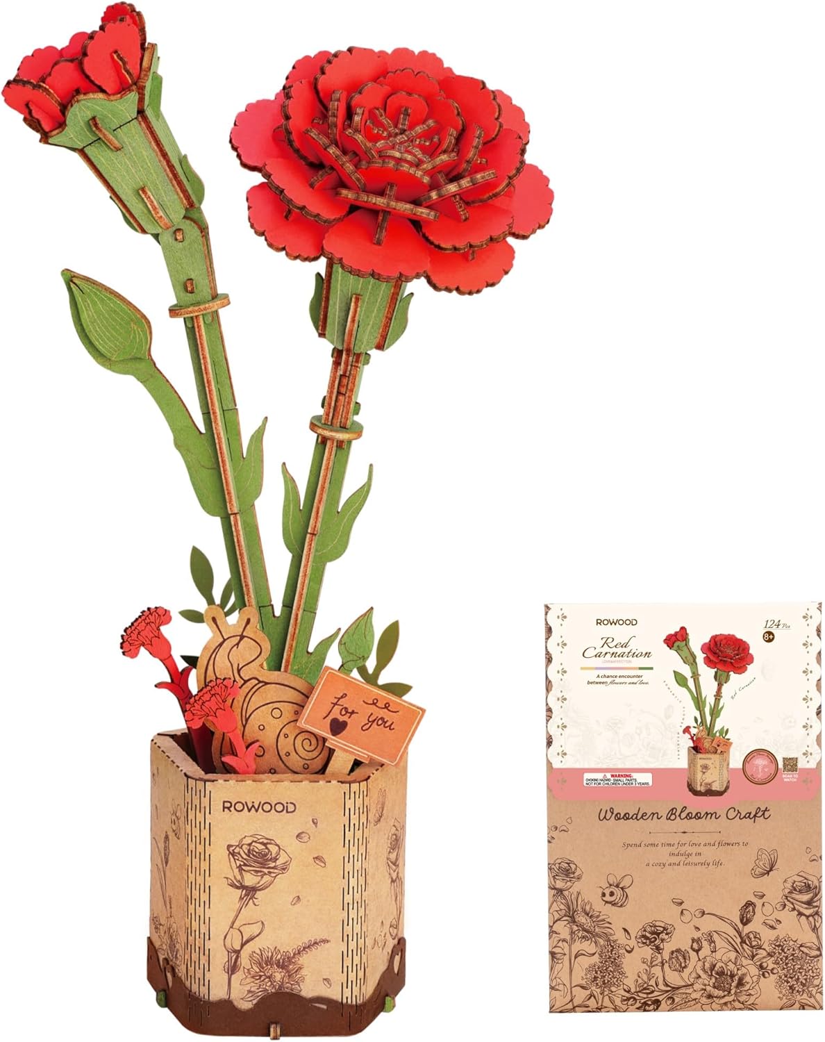 ROWOOD 3D Puzzle DIY Wooden Flower, Artificial Flowers Model Kits to be Assemble...