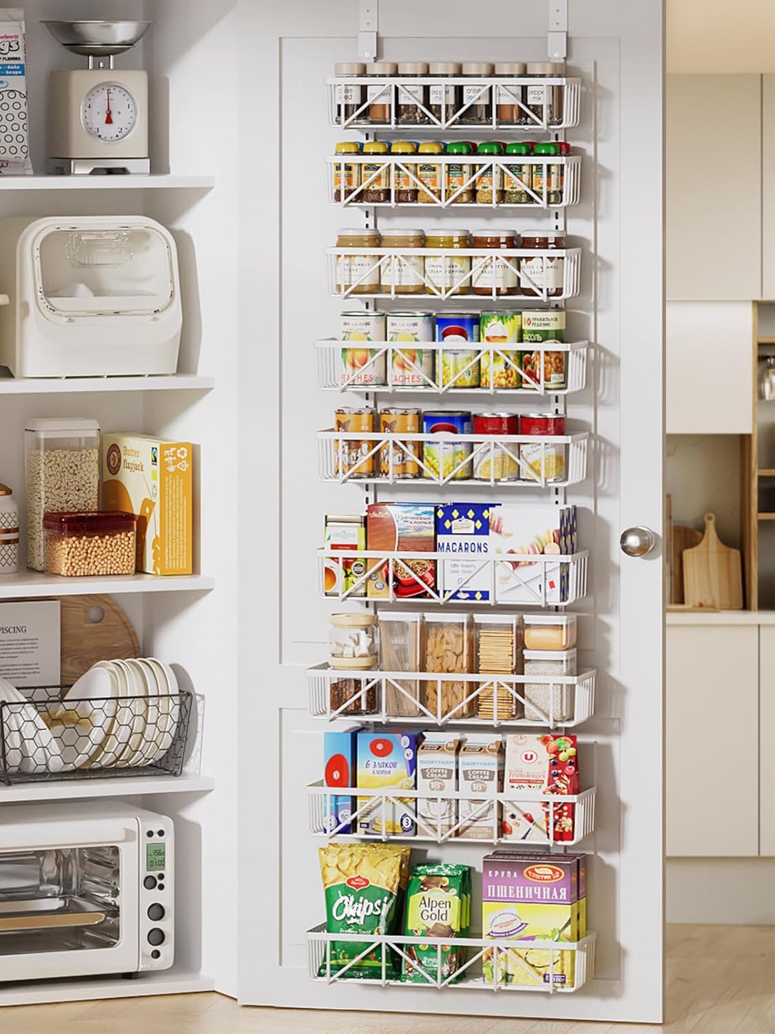 Delamu 9-Tier Over the Door Pantry Organizer, Adju...