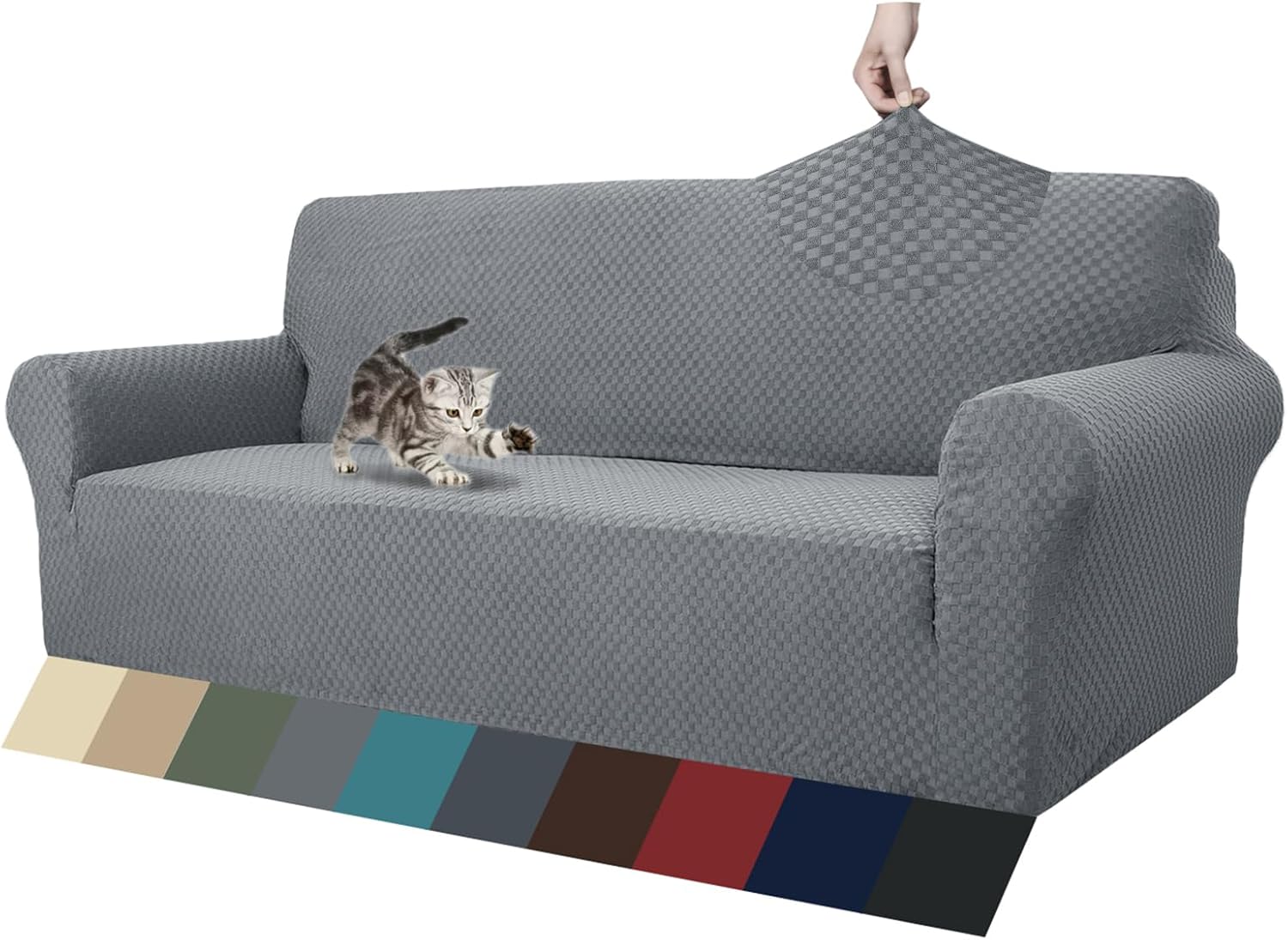 ZNSAYOTX 1 Piece Jacquard Couch Covers for 3 Cushion Couch Living Room High Stre...