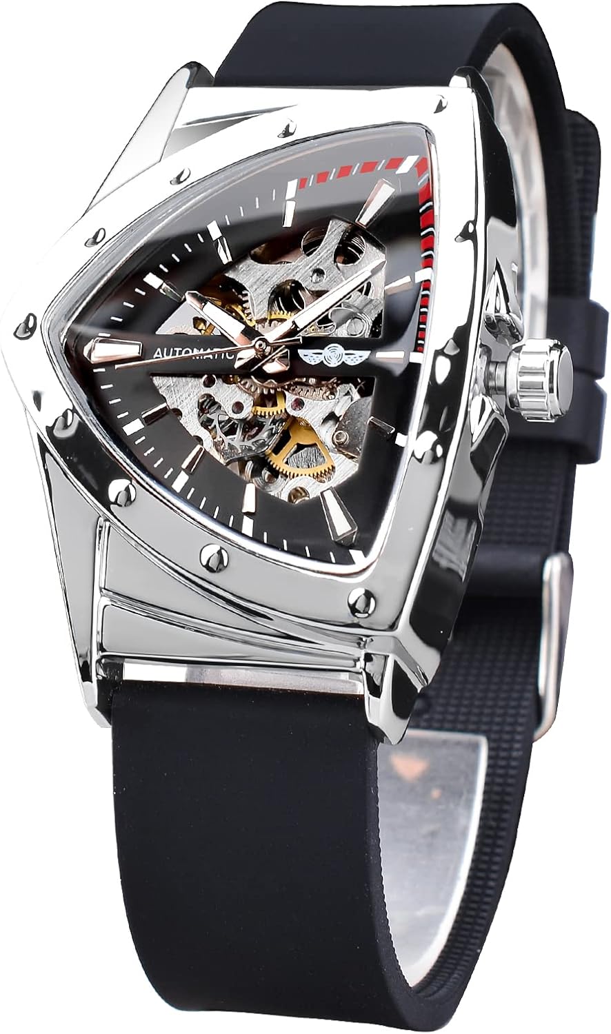 FORSINING Skeleton Watches for Men, Automatic Mechanical Watch with Triangle Dia...