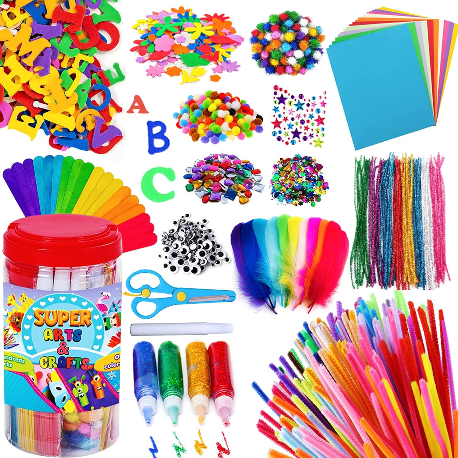 Goody King Arts and Crafts Supplies for Kids - Craft Art Supply Jar Kit for Stud...