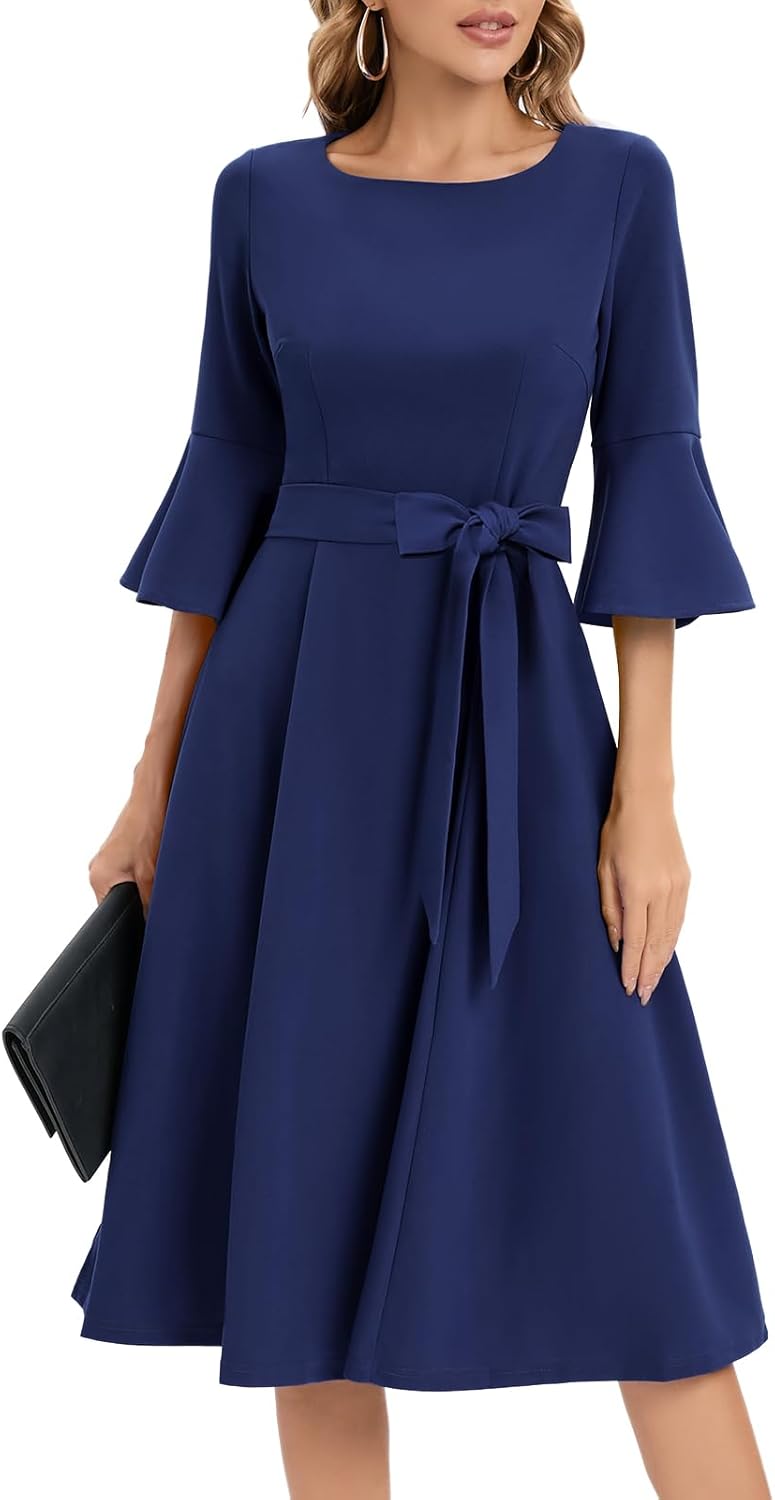 HomRain Women 3/4 Sleeve Elegant Formal Dress for Cocktail Classy Fall/Winter Ch...