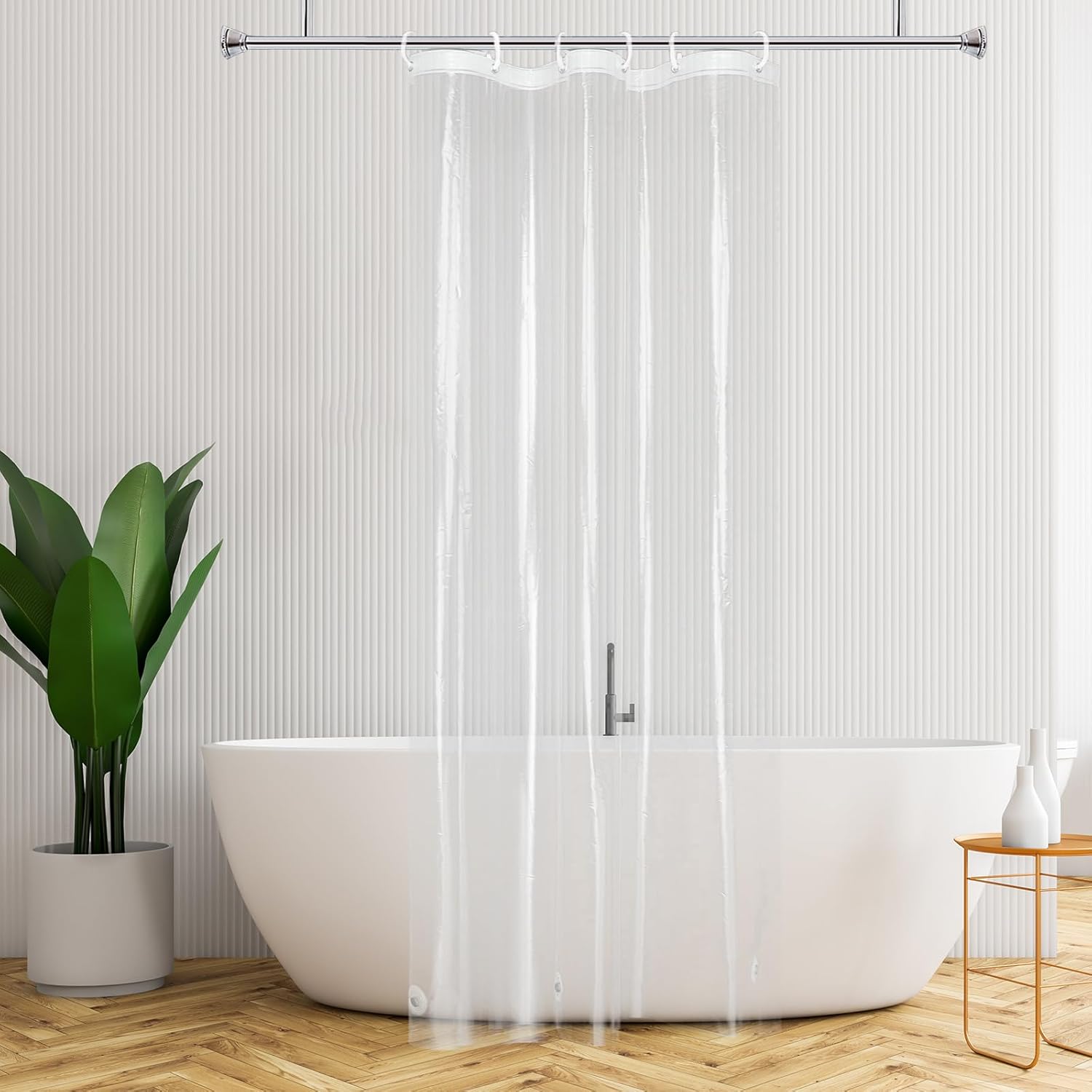 AooHome Thin Clear Small Shower Curtain Liner, 48x72 Premium Light Weight EVA 4G...