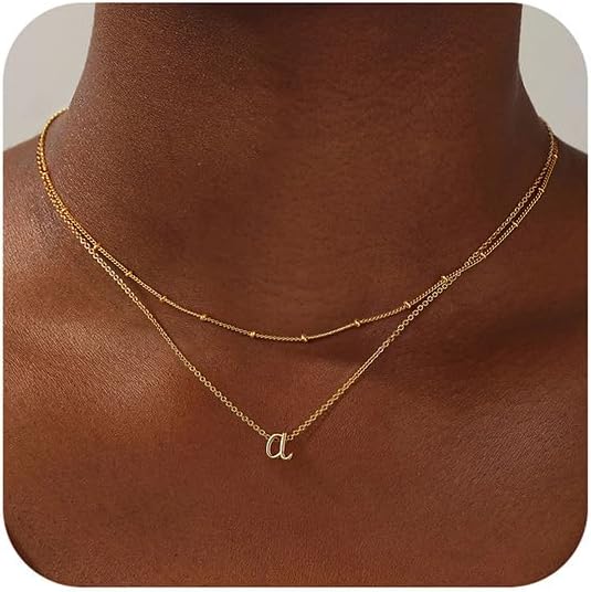 Yoosteel Layered Initial Necklaces for Women Girls Trendy, 14K Gold Plated Lette...