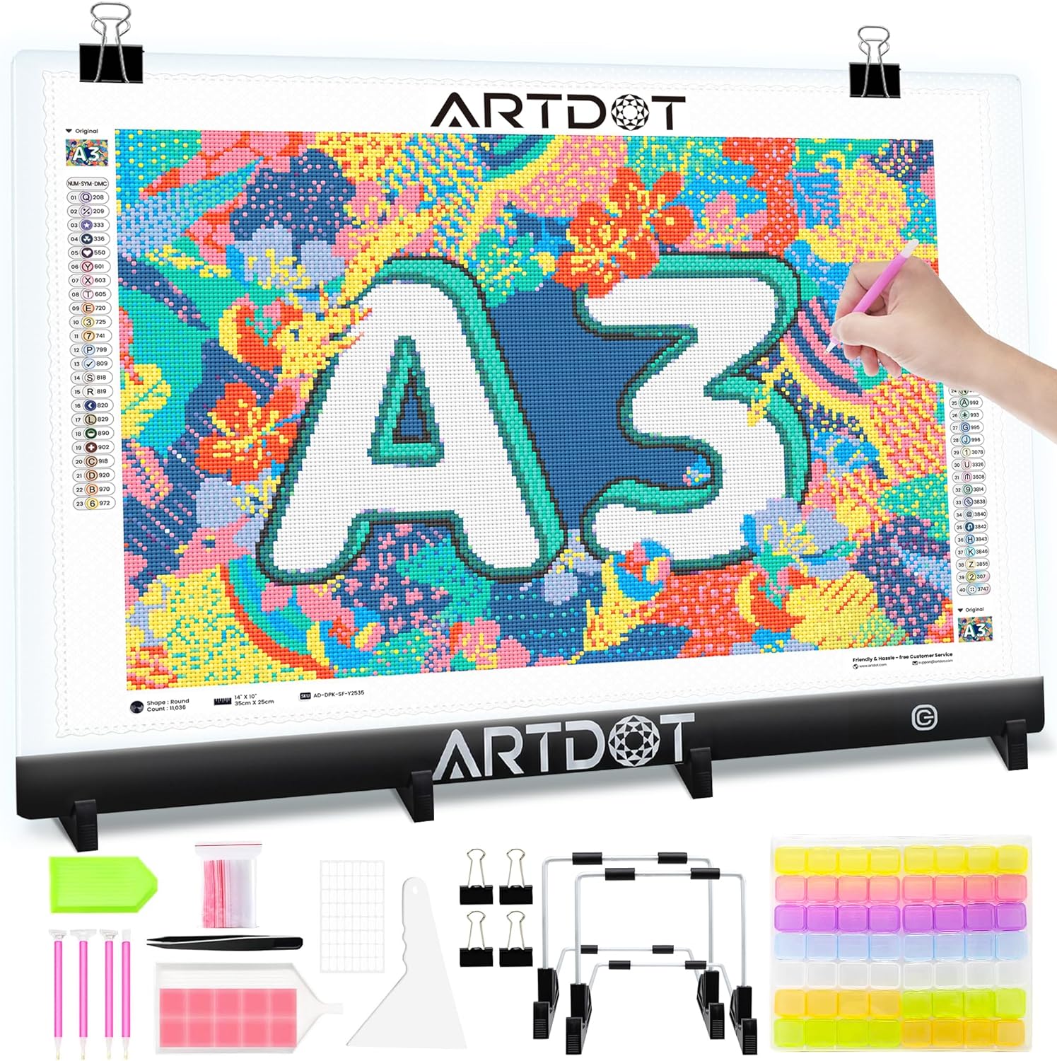 ARTDOT A3 LED Light Pad for Diamond Painting, USB Powered Light Board Kit, Adjus...