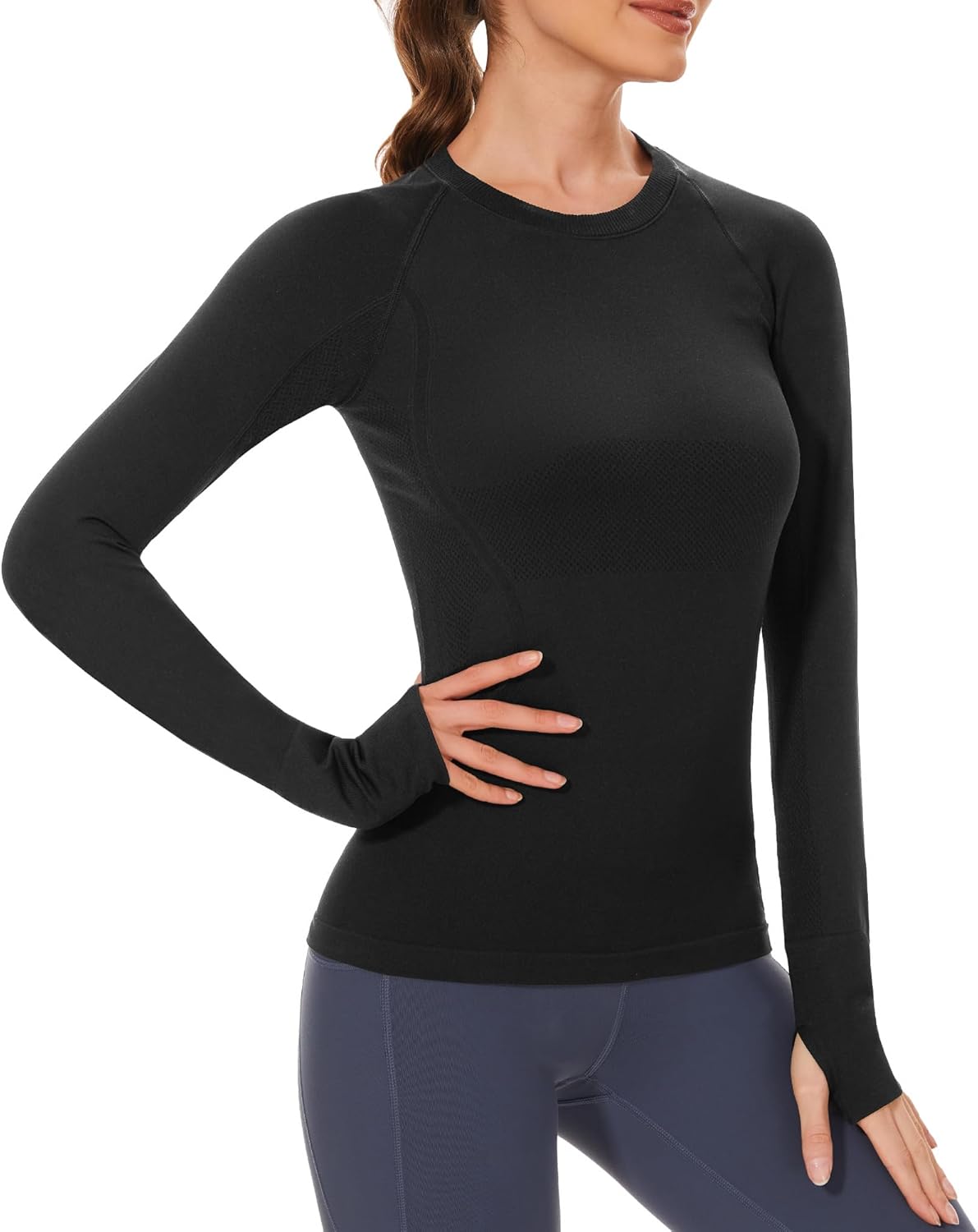Stelle Women Workout Shirts Seamless Long Sleeve Yoga Tops with Thumb Holes for...