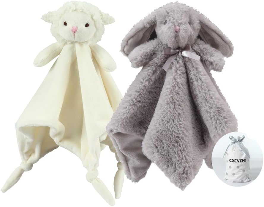 CREVENT 2pcs Soft Plush Animal Face Security Blankets for Boys and Girls, Great...