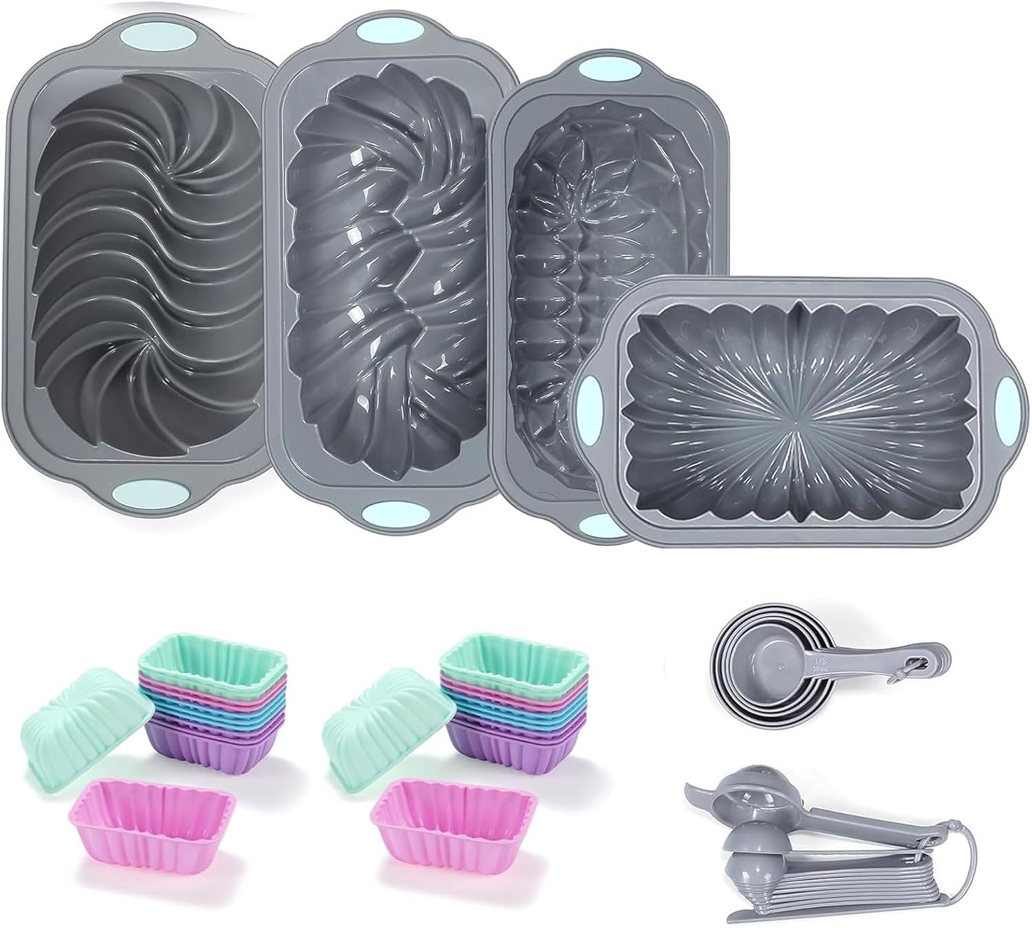 45 Pieces Silicone Loaf Pan for Baking Bread, 4 Cups Silicone Baking Pans Set, F...